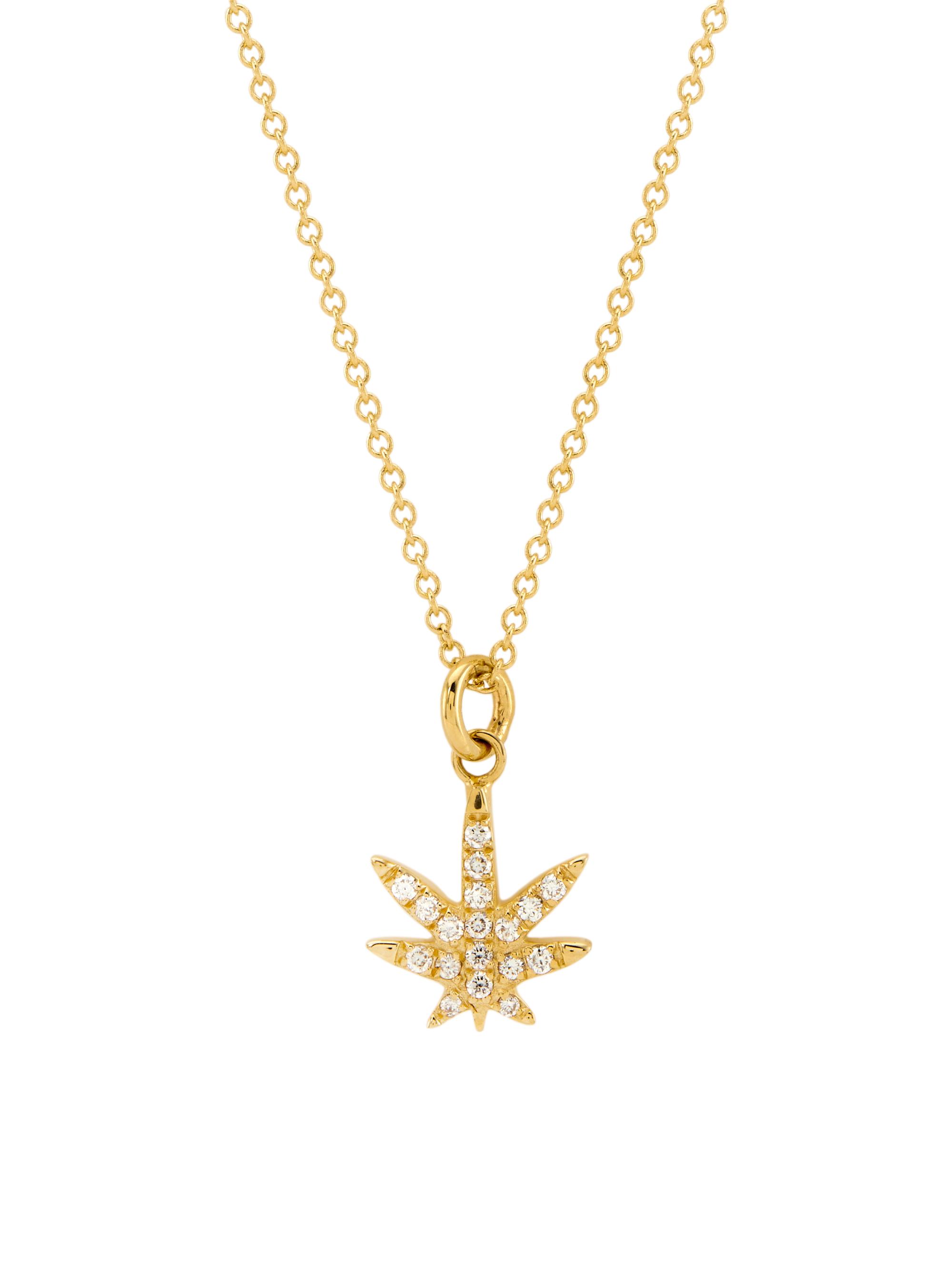 Saks Fifth Avenue Collection Women's 14K Yellow Gold & 0.1 TCW Diamond Cannabis Leaf Pendant Necklace - Yellow Gold