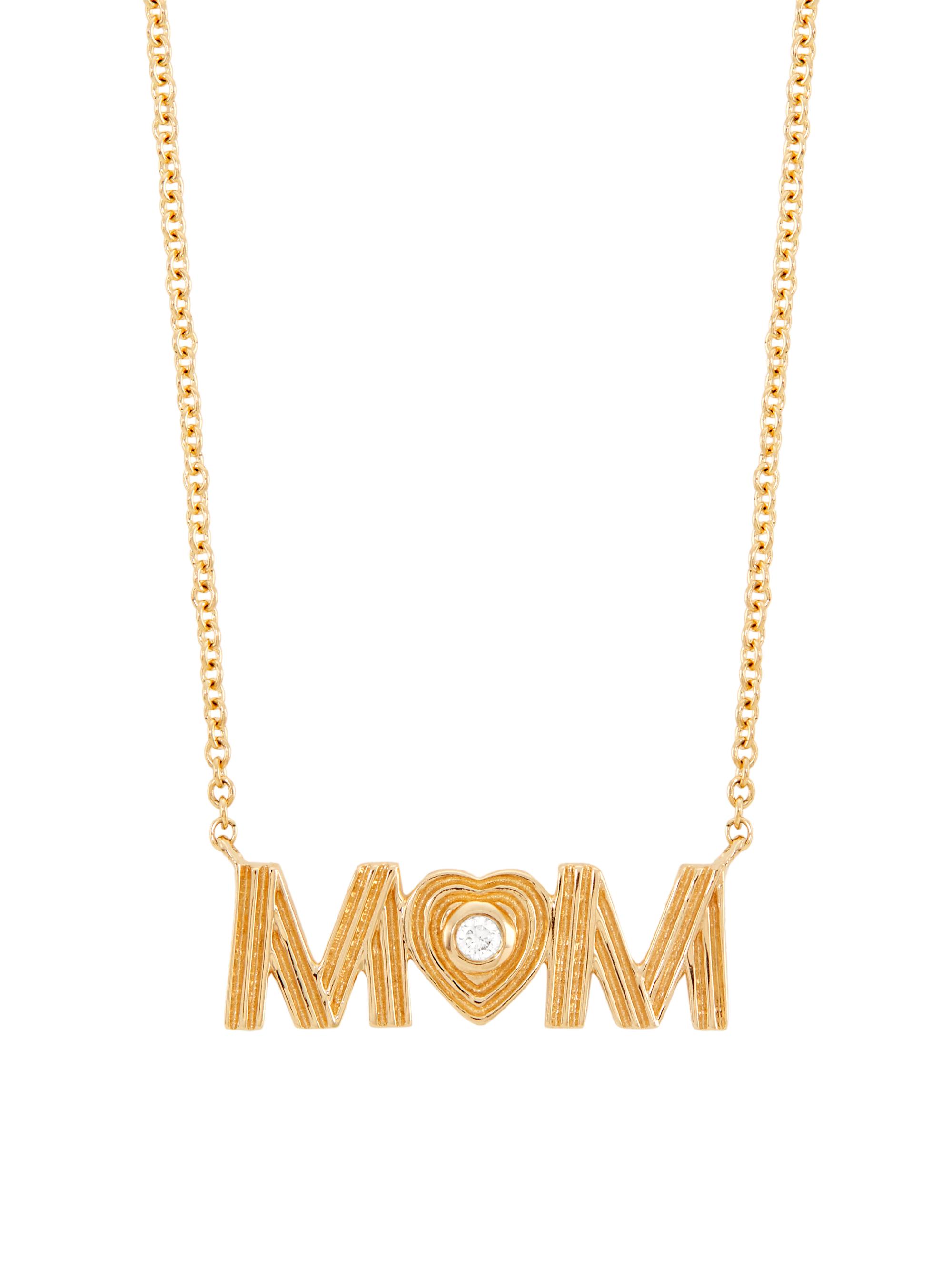 Saks Fifth Avenue Collection Women's 14K Yellow Gold & 0.05 TCW Diamond "Mom" Pendant Necklace - Yellow Gold