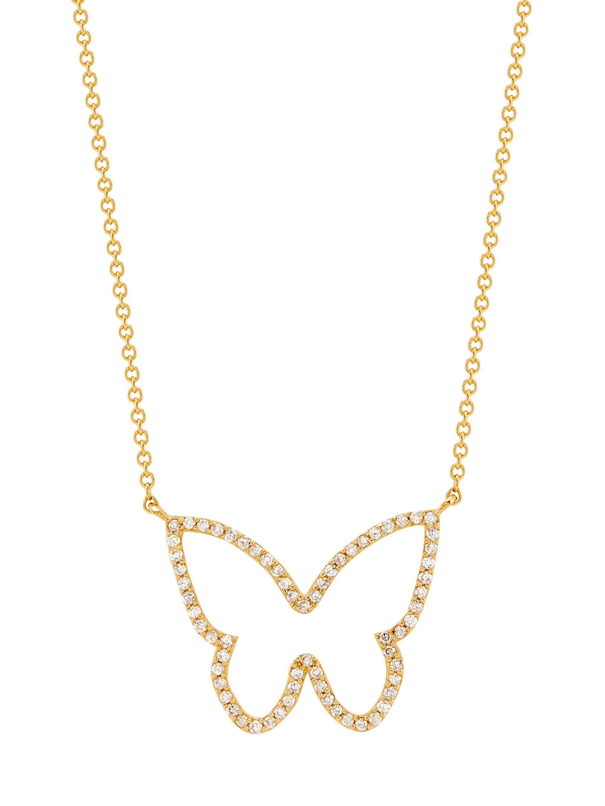 Saks Fifth Avenue Collection Women's 14K Yellow Gold & 0.16 TCW Diamond Butterfly Pendant Necklace - Yellow Gold