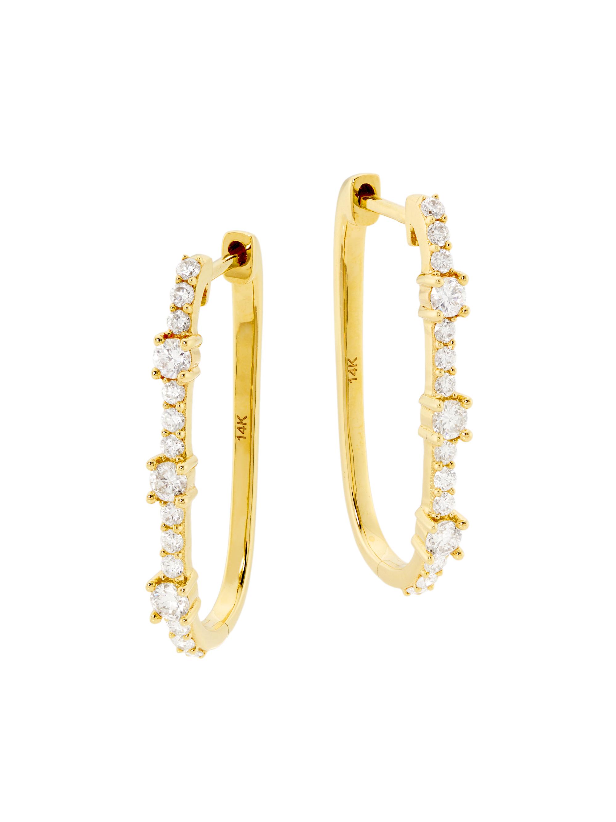 Saks Fifth Avenue Collection Women's 14K Yellow Gold & 0.5 TCW Diamond Paper Clip Huggie Hoop Earrings - Yellow Gold