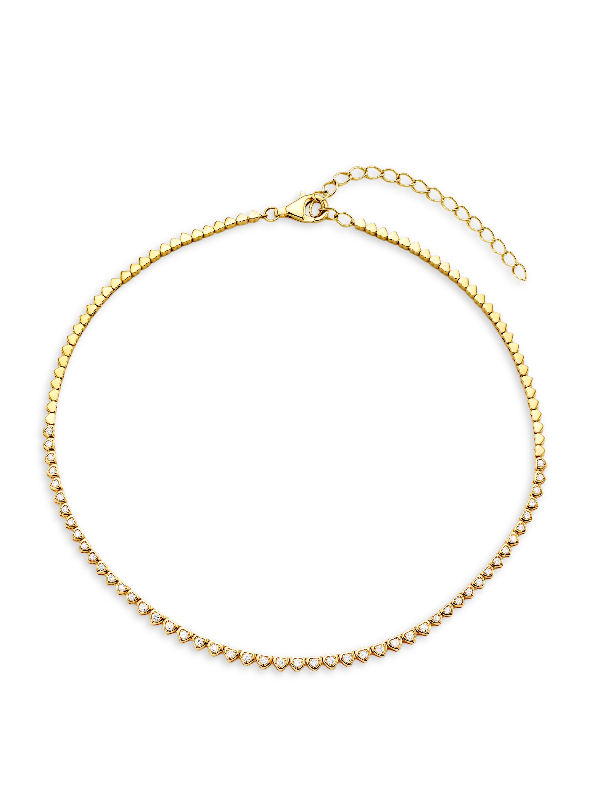 Saks Fifth Avenue Collection Women's 14K Yellow Gold & 0.895 YCW Diamond Heart Tennis Necklace - Yellow Gold