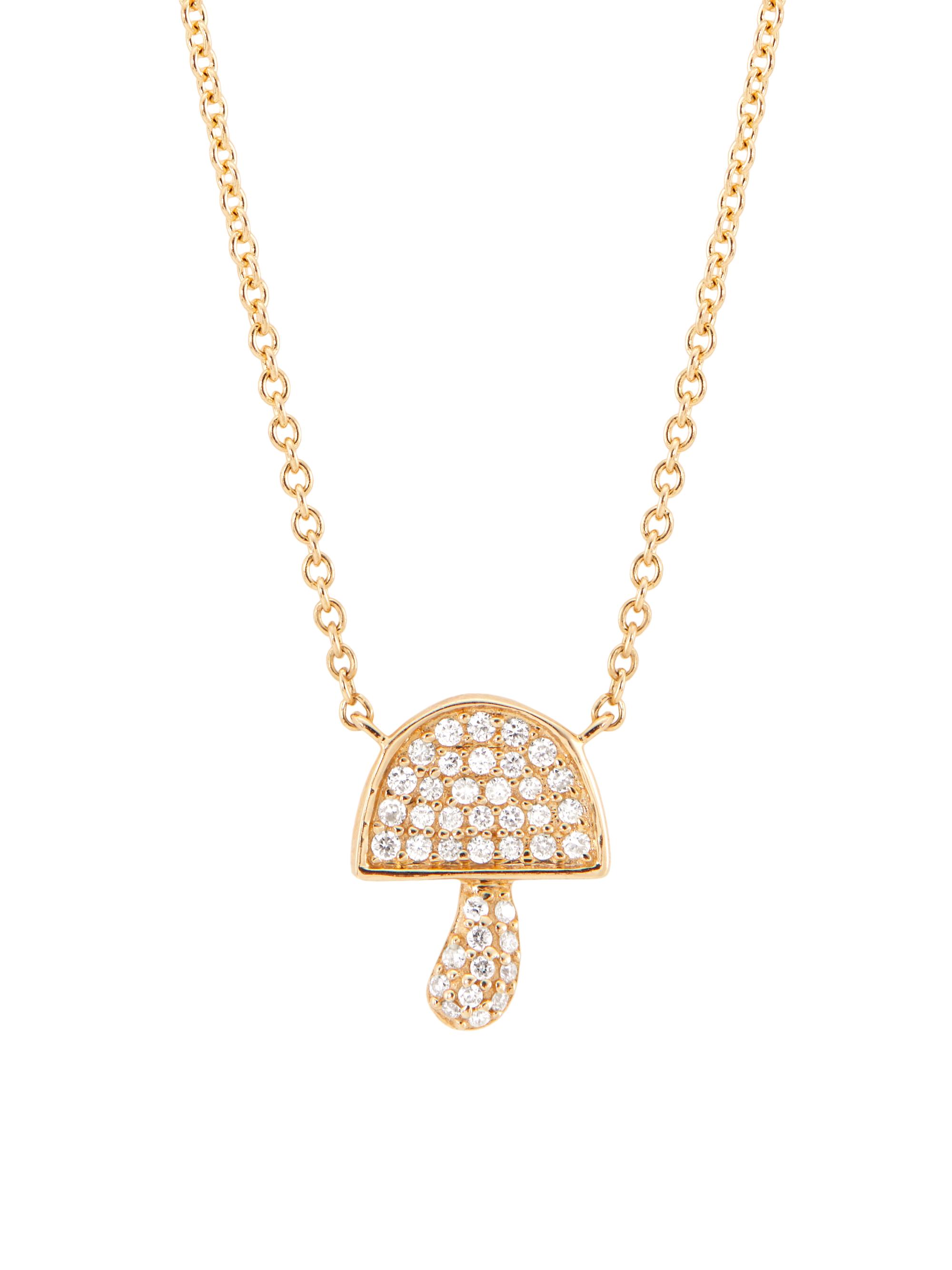 Saks Fifth Avenue Collection Women's 14K Yellow Gold & 0.08 TCW Mushroom Pendant Necklace - Yellow Gold
