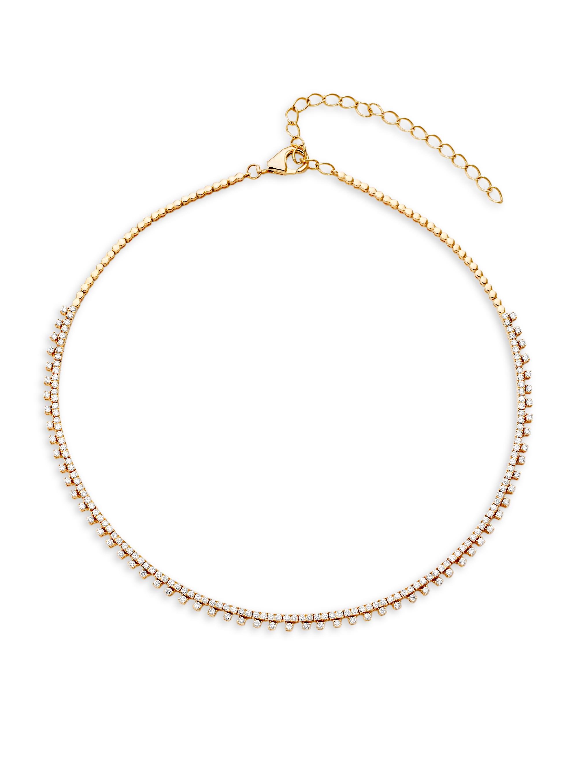 Saks Fifth Avenue Collection Women's 14K Yellow Gold & 2.66 TCW Diamond Dangle Tennis Necklace - Yellow Gold