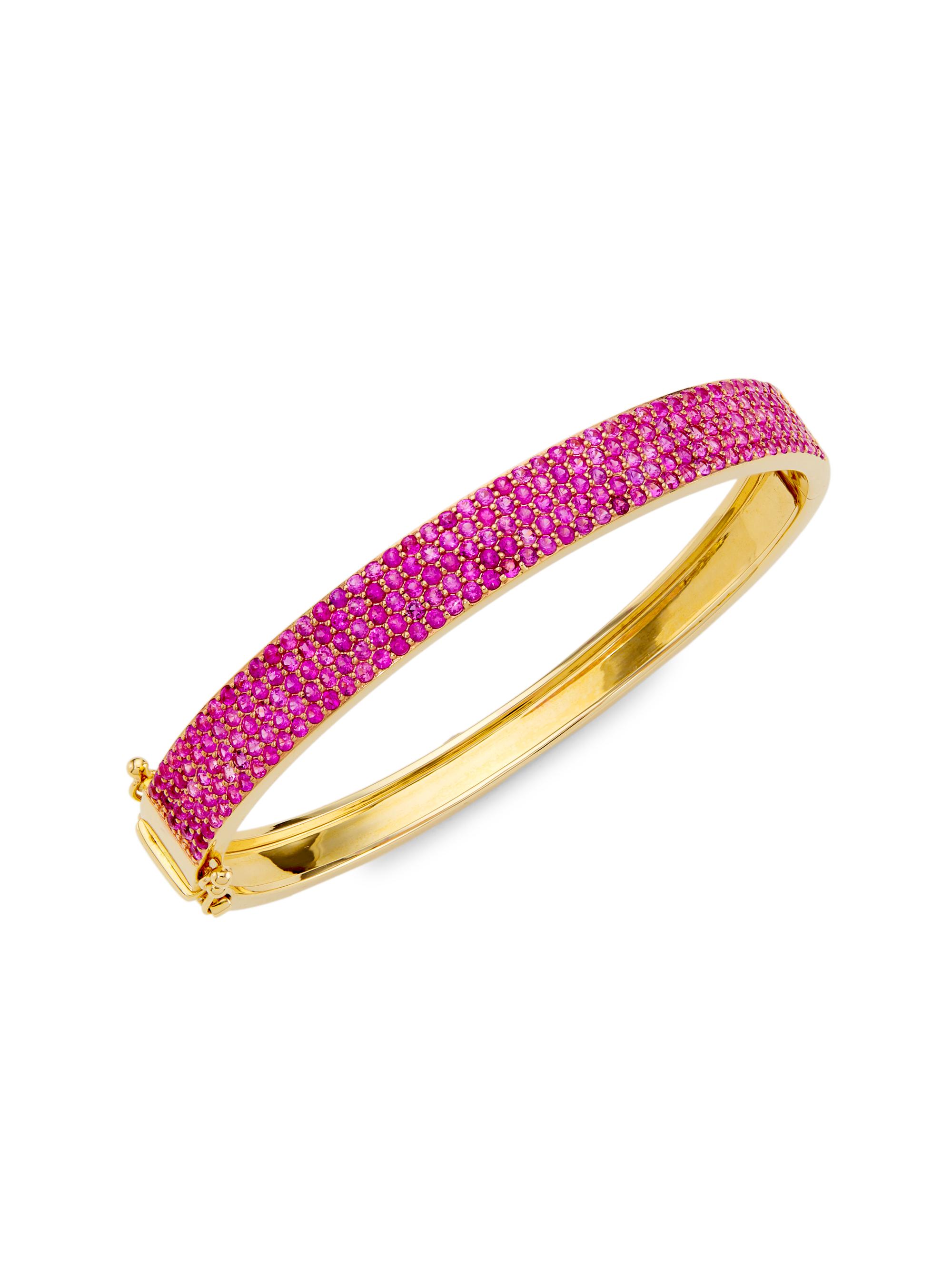 Saks Fifth Avenue Collection Women's 14K Yellow Gold & Pink Sapphire Bangle - Pink