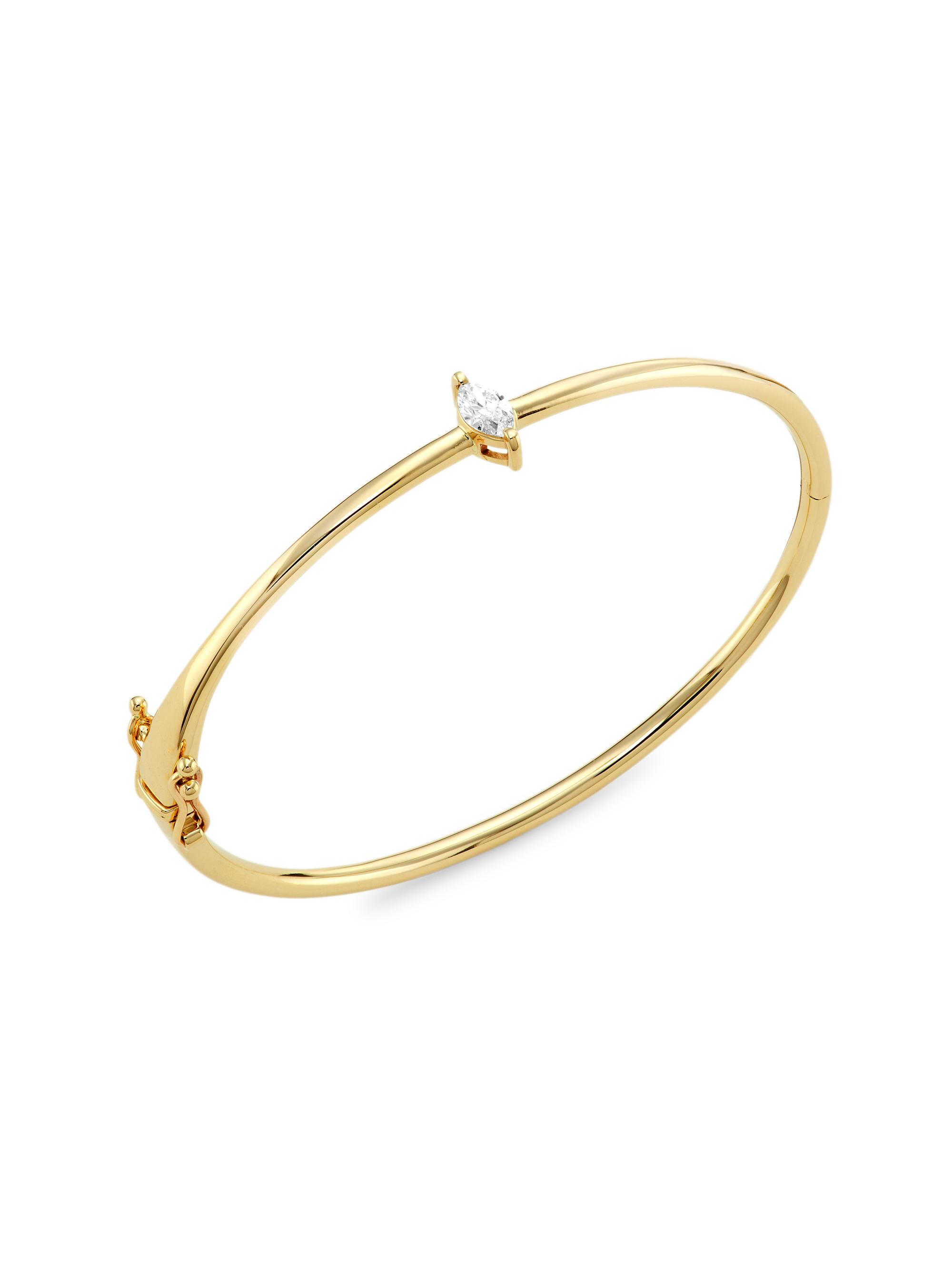 Saks Fifth Avenue Collection Women's 14K Yellow Gold & 0.37 TCW Diamond Hinged Bangle - Yellow Gold
