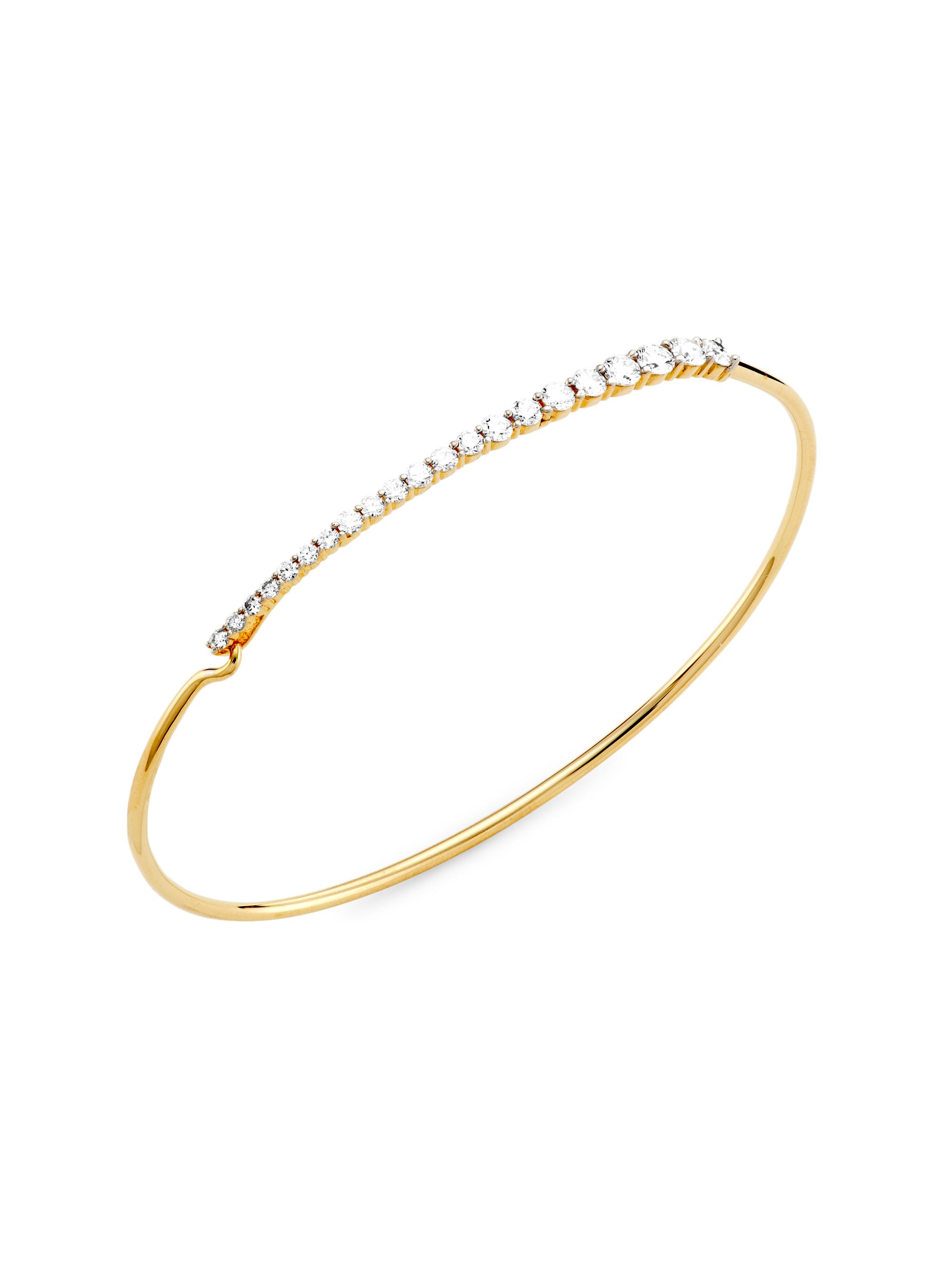 Saks Fifth Avenue Collection Women's 14K Yellow Gold & 0.653 TCW Diamond Graduated Wire Bangle - Yellow Gold