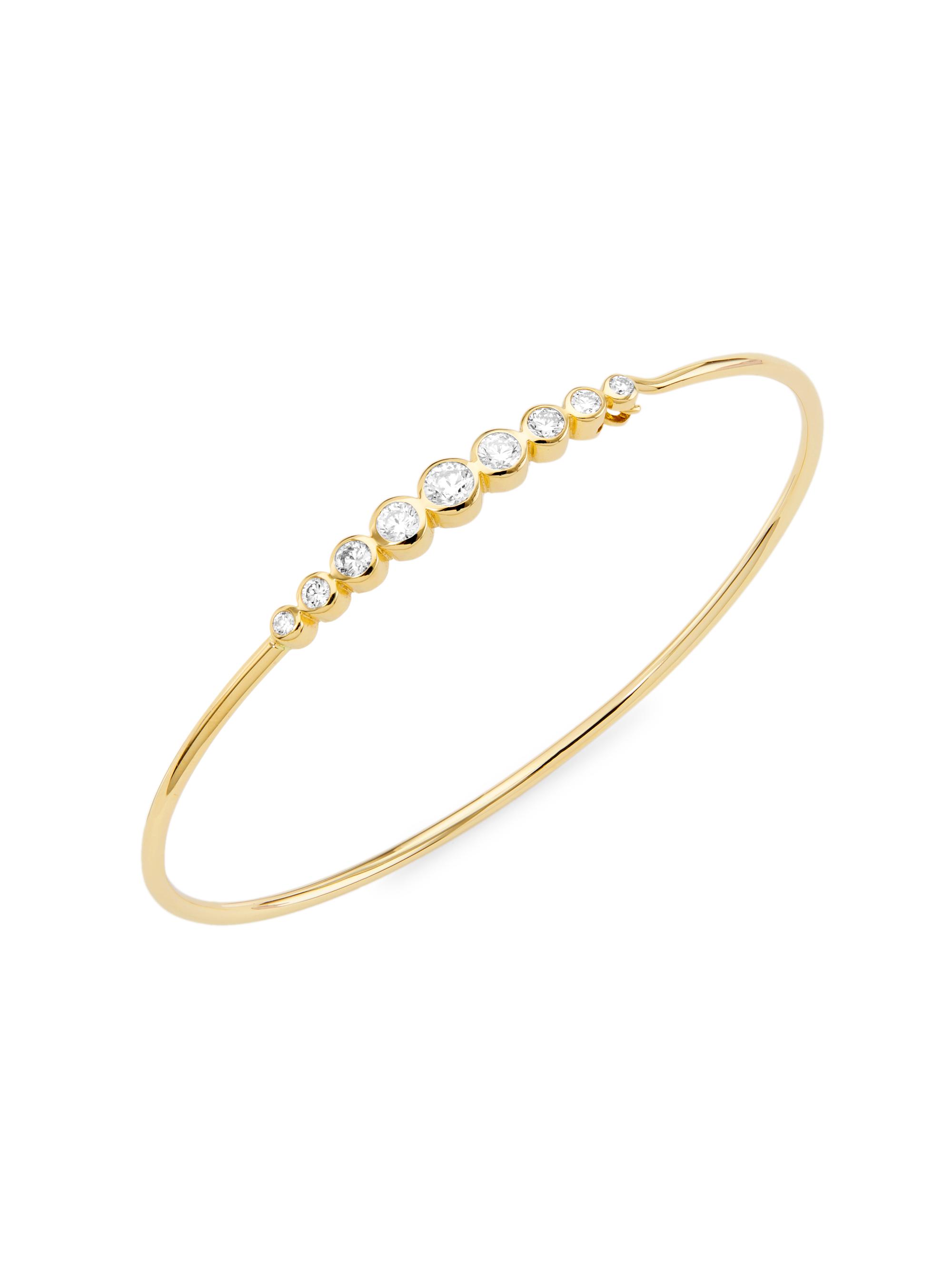 Saks Fifth Avenue Collection Women's 14K Yellow Gold & 0.60 TCW Bezel-Set Diamond Wire Bangle - Yellow Gold