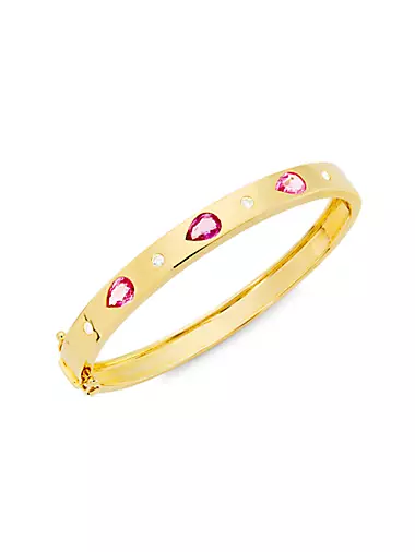 Gypsy 14K Yellow Gold, 0.248 TCW Diamond & Pink Sapphire Bangle