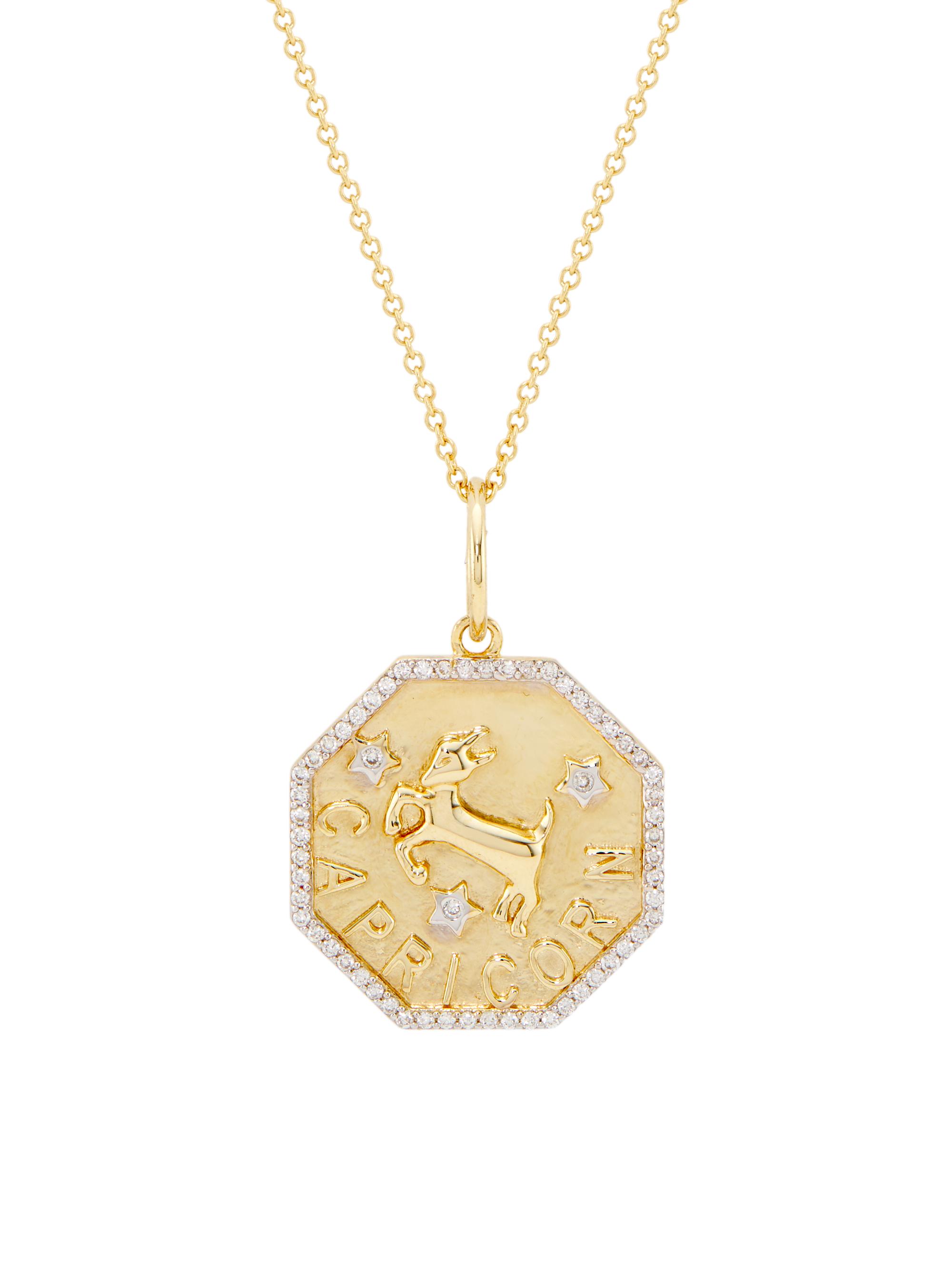 Saks Fifth Avenue Collection Women's 14K Yellow Gold & 0.2 TCW Diamond Zodiac Pendant Necklace - Capricorn