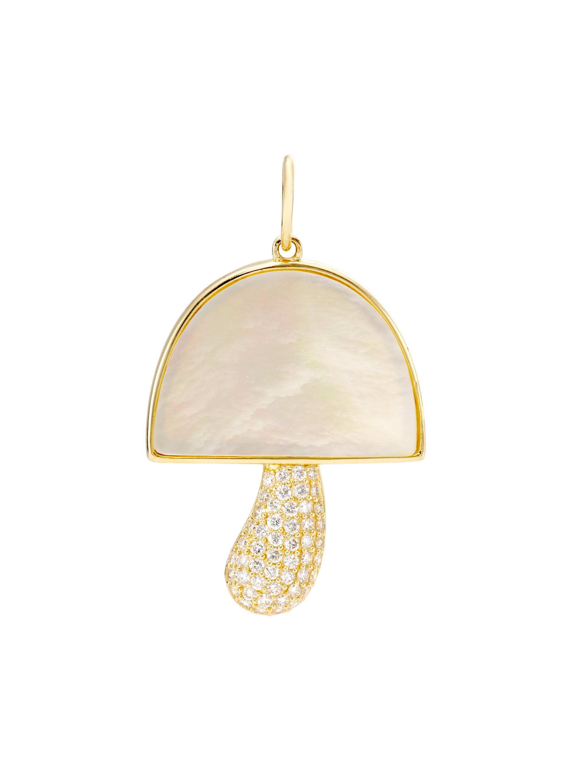 Saks Fifth Avenue Collection Women's 14K Yellow Gold, 0.47 TCW Diamond & Mother Of Pearl Mushroom Pendant - White