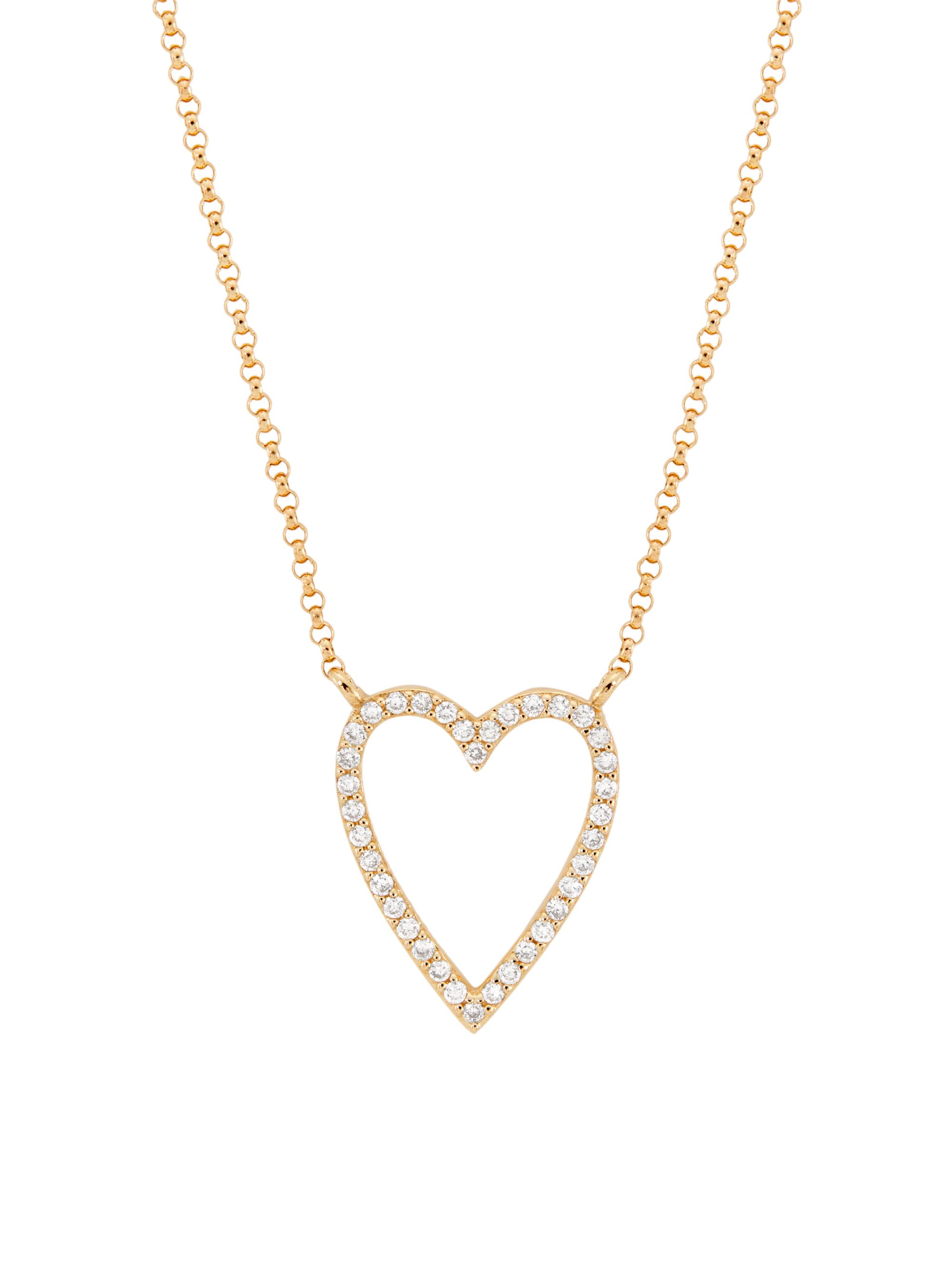 Saks Fifth Avenue Collection Women's 14K Yellow Gold & 0.16 TCW Diamond Open Heart Pendant Necklace - Yellow Gold