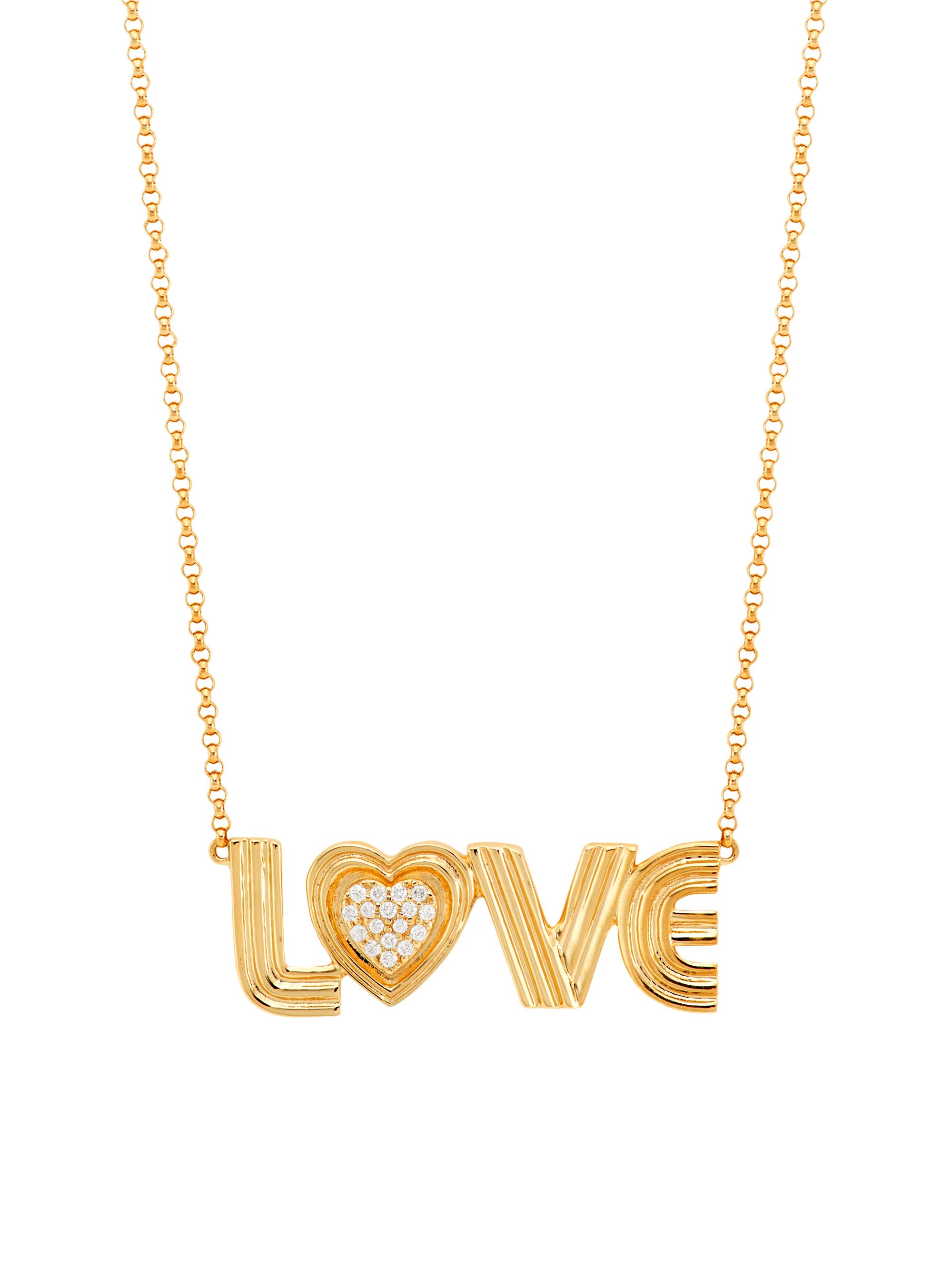 Saks Fifth Avenue Collection Women's 14K Yellow Gold & 0.5 TCW Diamond "Love" Pendant Necklace - Yellow Gold