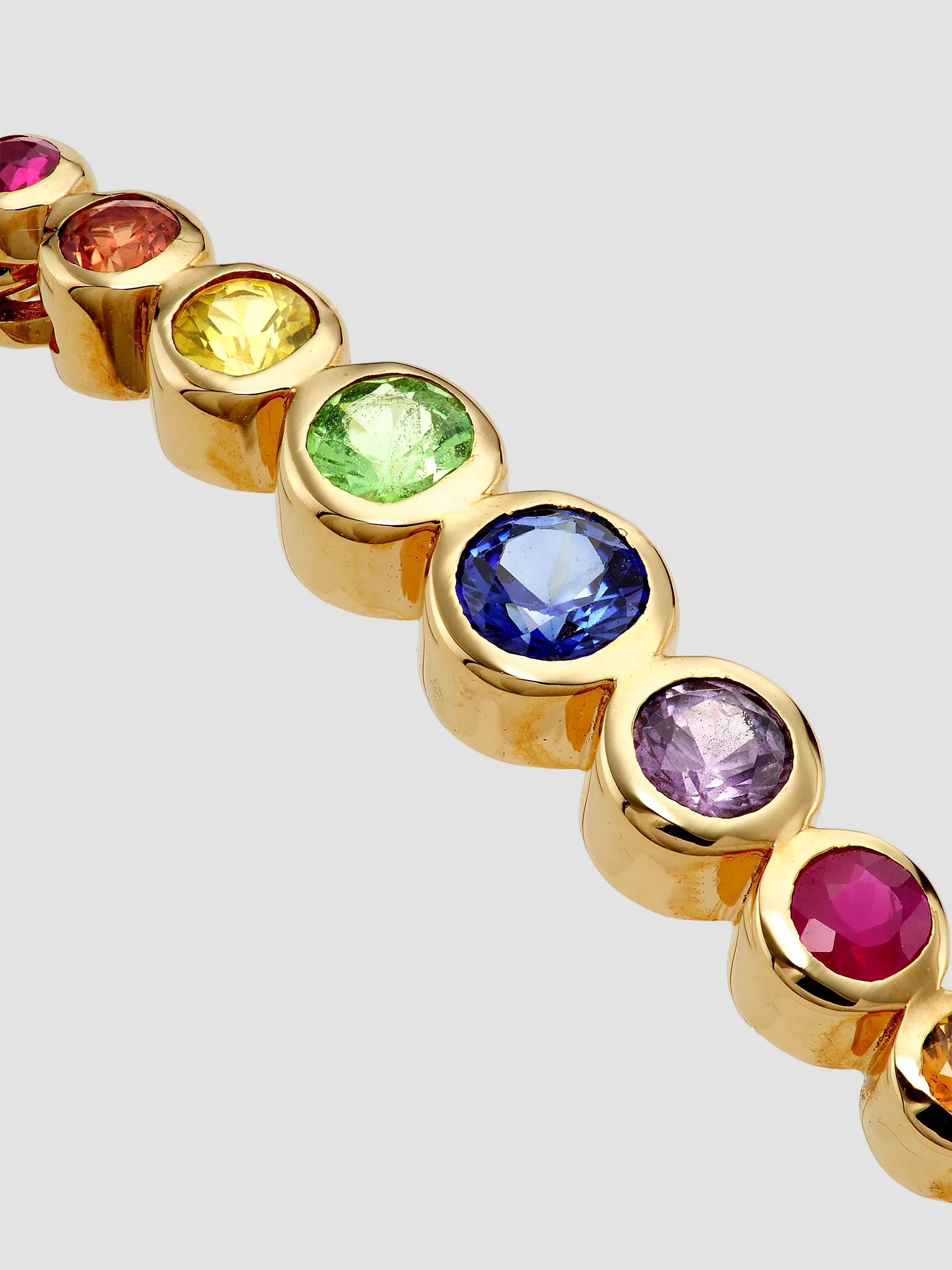 Gold-Plated Multicolor Stone & Bead Bangles - Pair | Women's Fashion