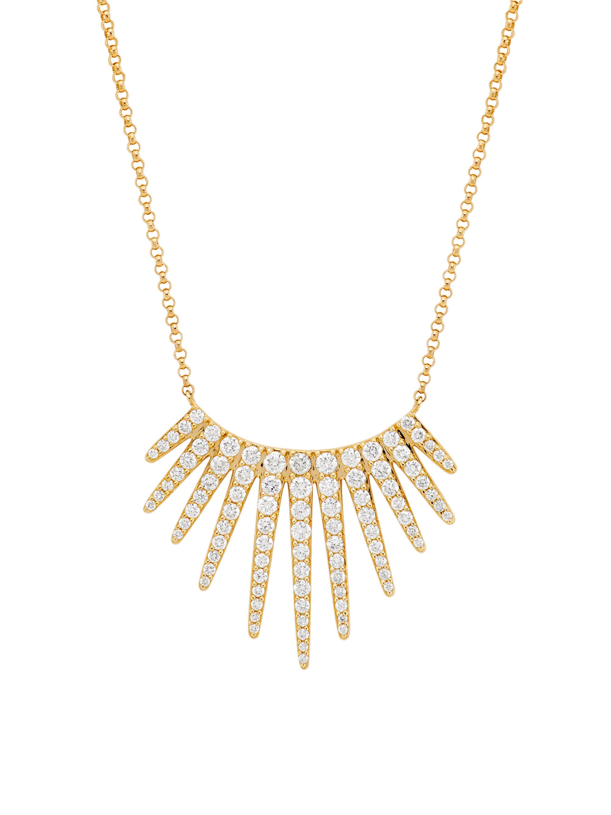 Saks Fifth Avenue Collection Women's 14K Yellow Gold & 0.8 TCW Diamond Fan Pendant Necklace - Yellow Gold