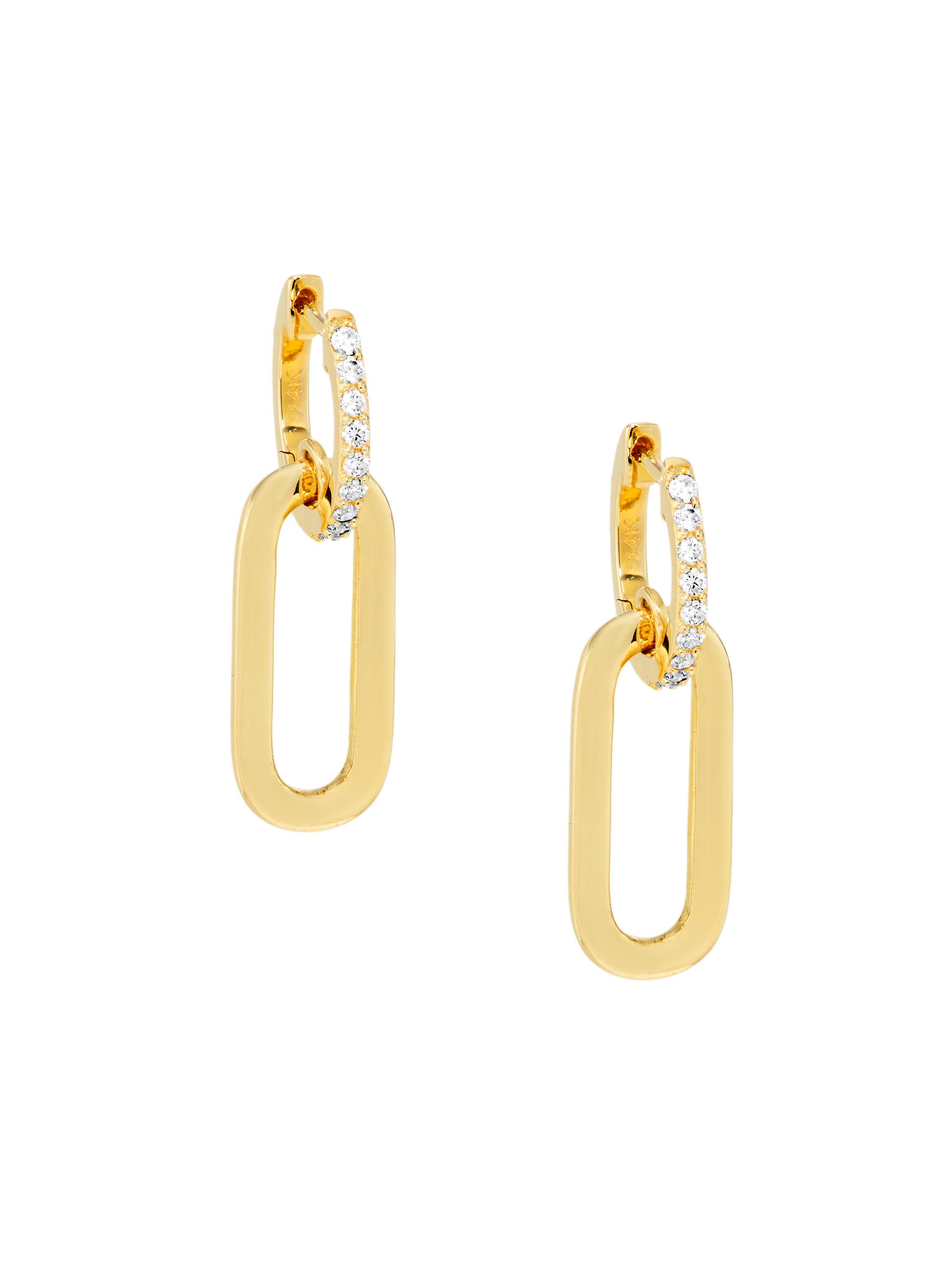 Saks Fifth Avenue Collection Women's 14K Yellow Gold & 0.17 TCW Diamond Paper Clip Huggie Earrings - Yellow Gold
