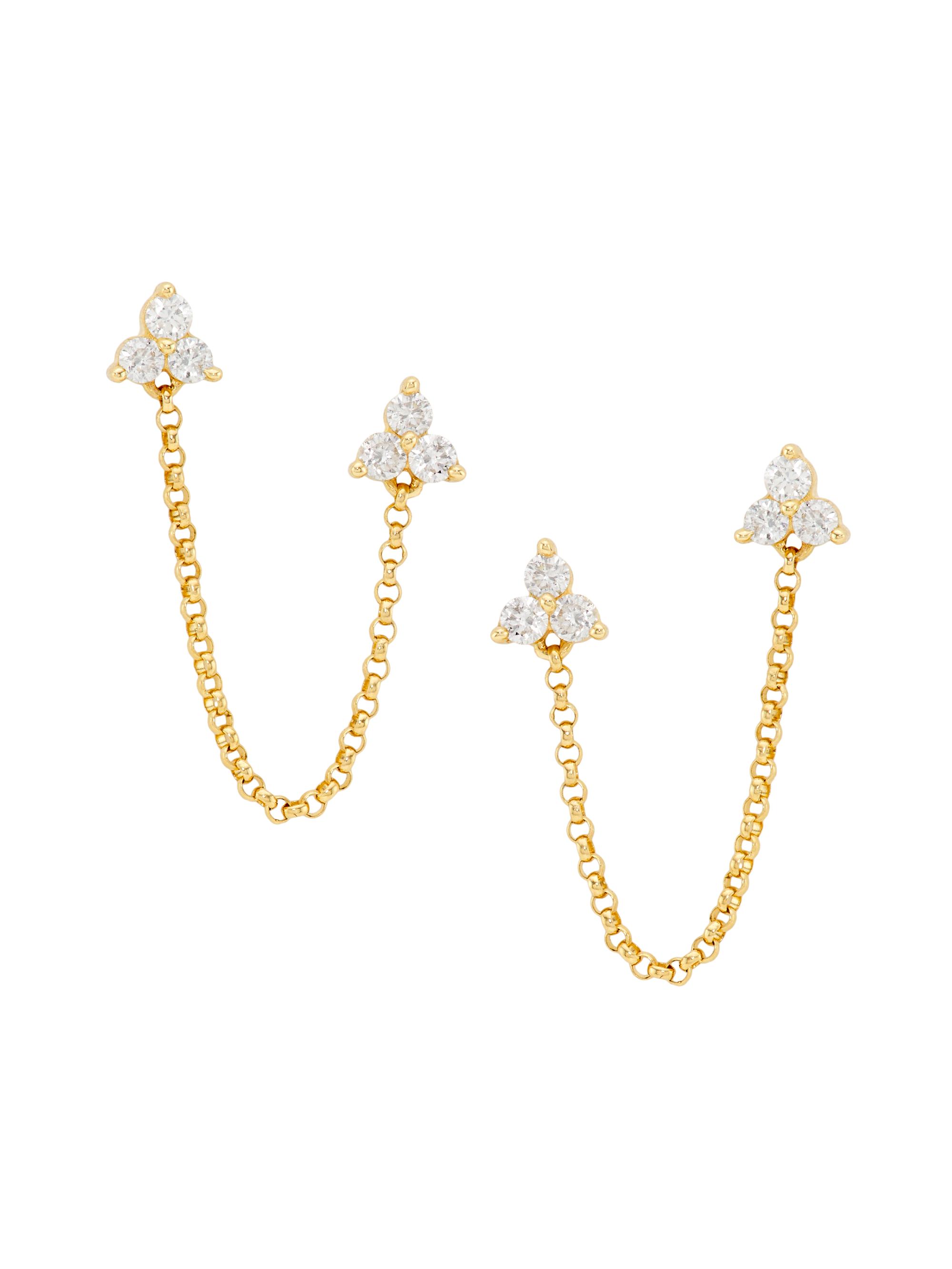 Saks Fifth Avenue Collection Women's 14K Yellow Gold & 0.3 TCW Diamond Trio Double Stud Earrings - Yellow Gold