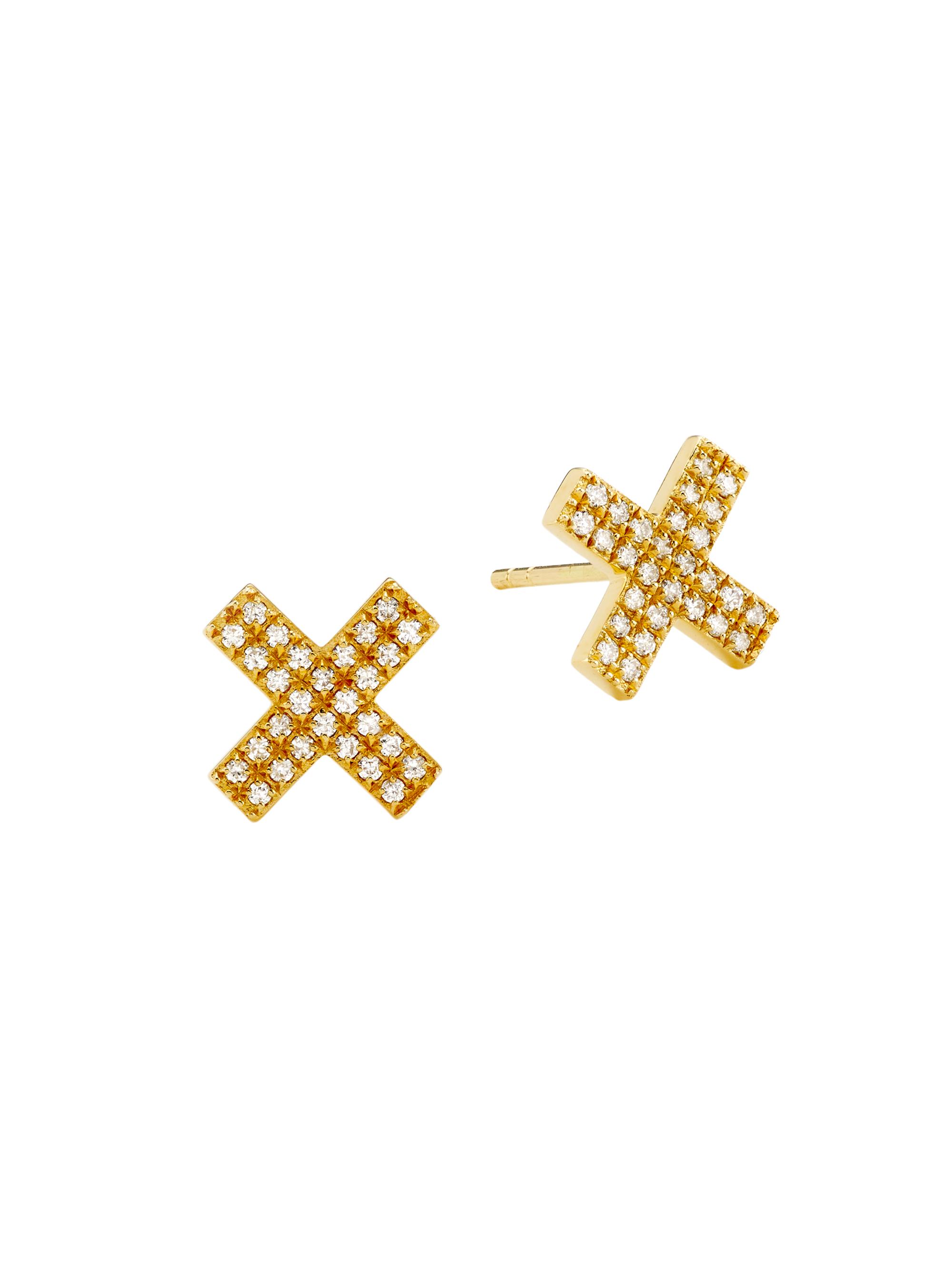 Saks Fifth Avenue Collection Women's 14K Yellow Gold & 0.2 TCW Diamond X Stud Earrings - Yellow Gold