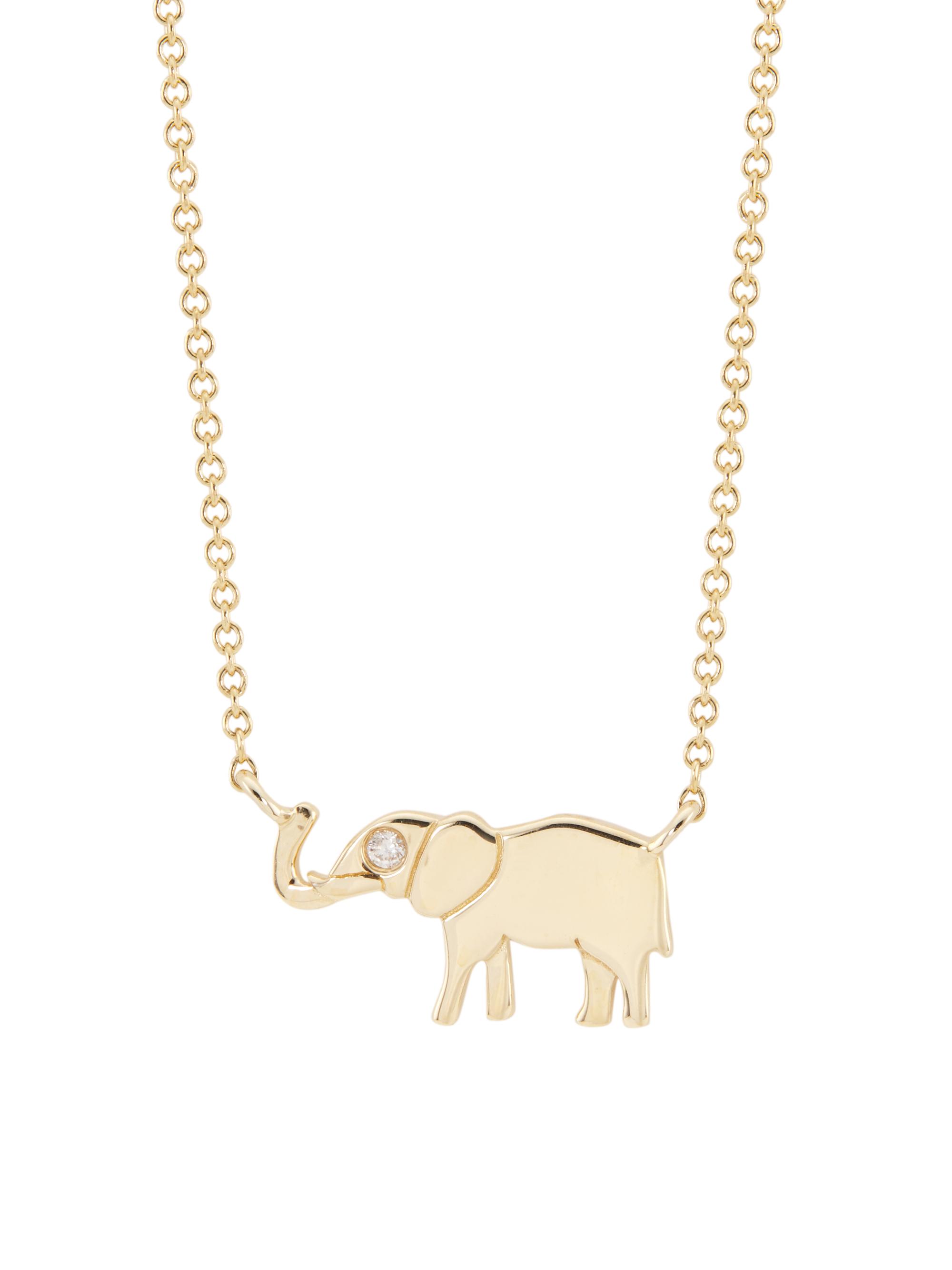 Saks Fifth Avenue Collection Women's 14K Yellow Gold & 0.008 TCW Diamond Elephant Pendant Necklace - Yellow Gold