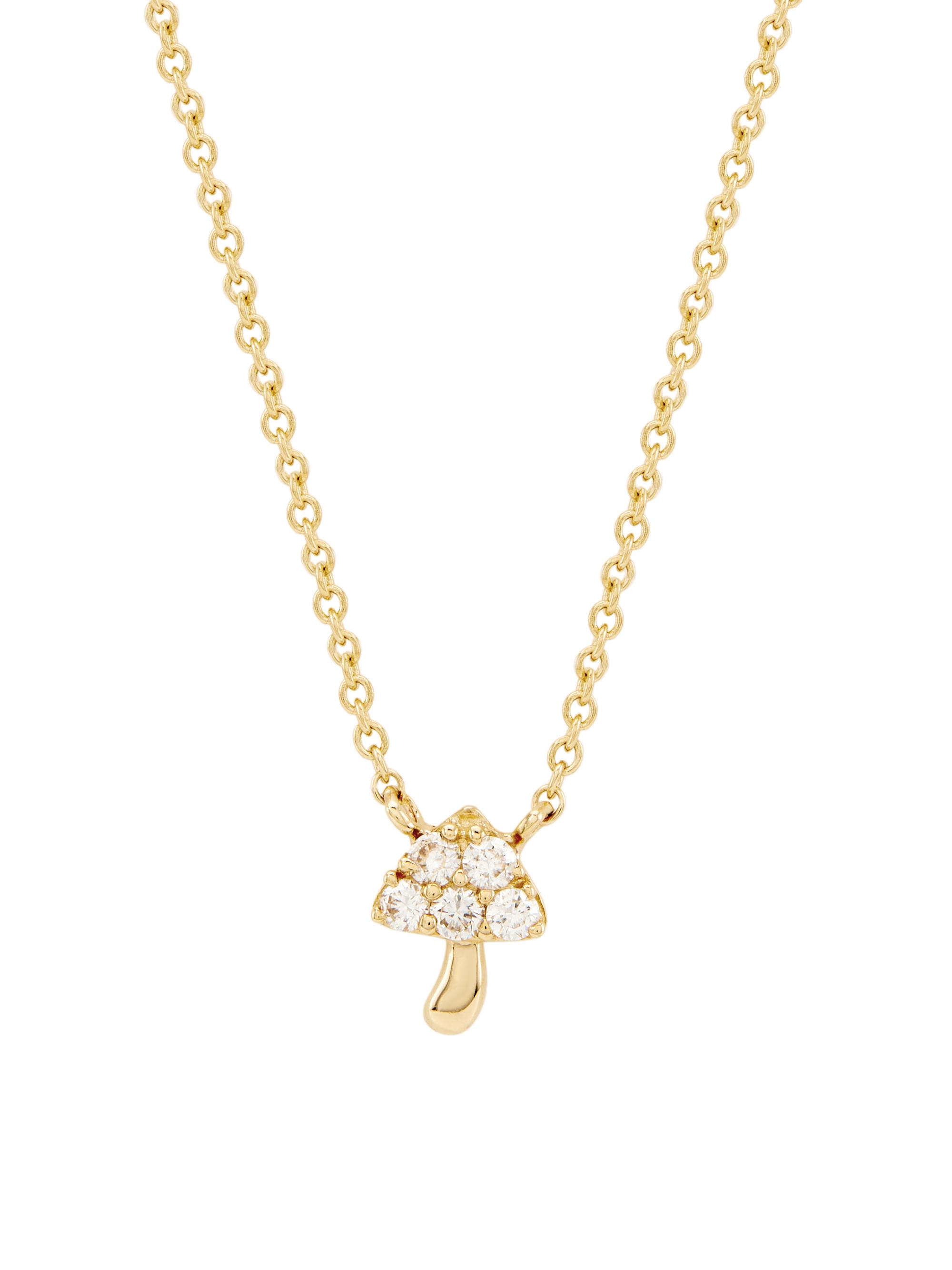 Saks Fifth Avenue Collection Women's 14K Yellow Gold & 0.05 TCW Diamond Mushroom Pendant Necklace - Yellow Gold
