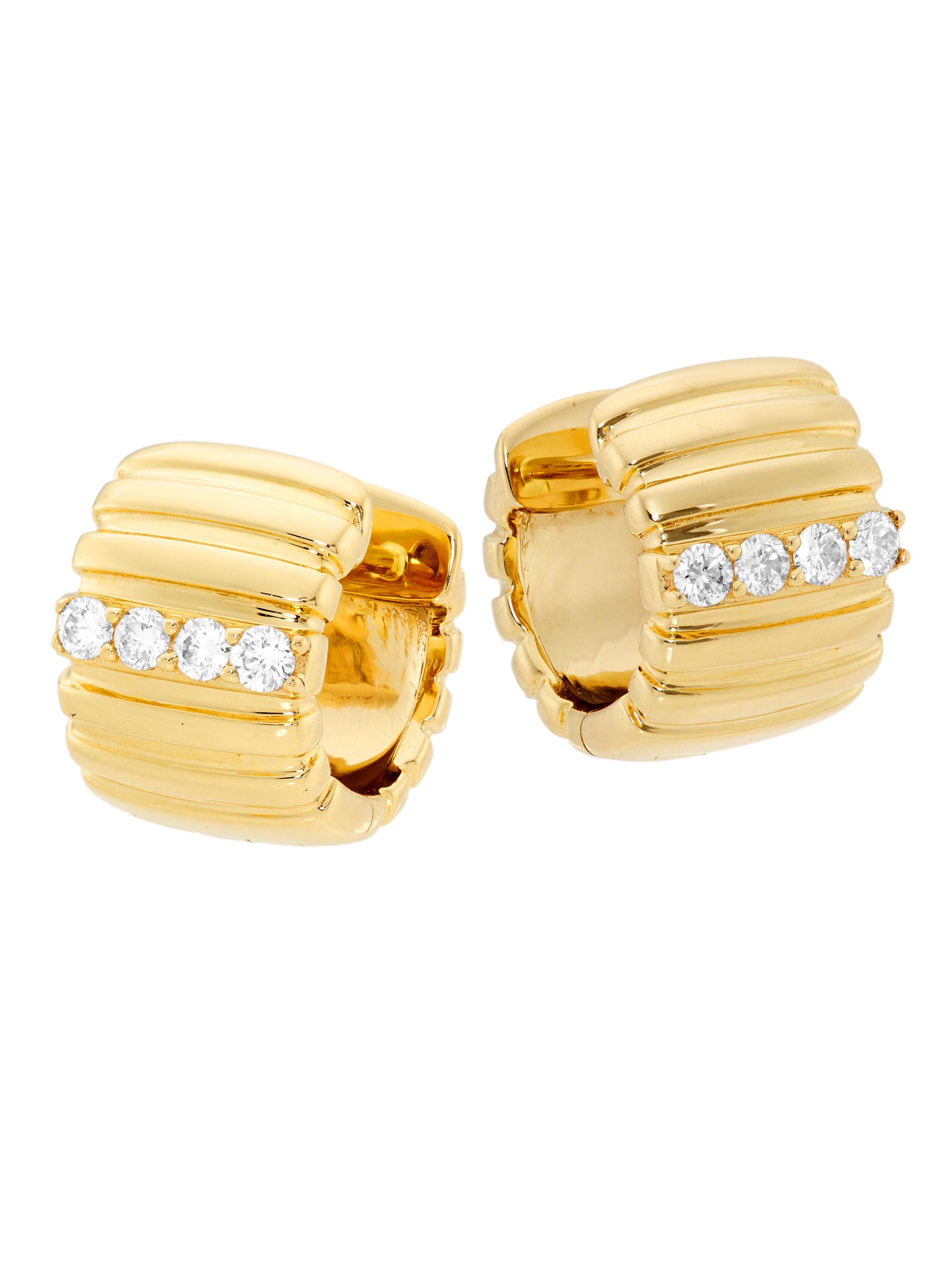 Saks Fifth Avenue Collection Women's 14K Yellow Gold & 0.146 TCW Diamond Wide Huggie Earrings - Yellow Gold