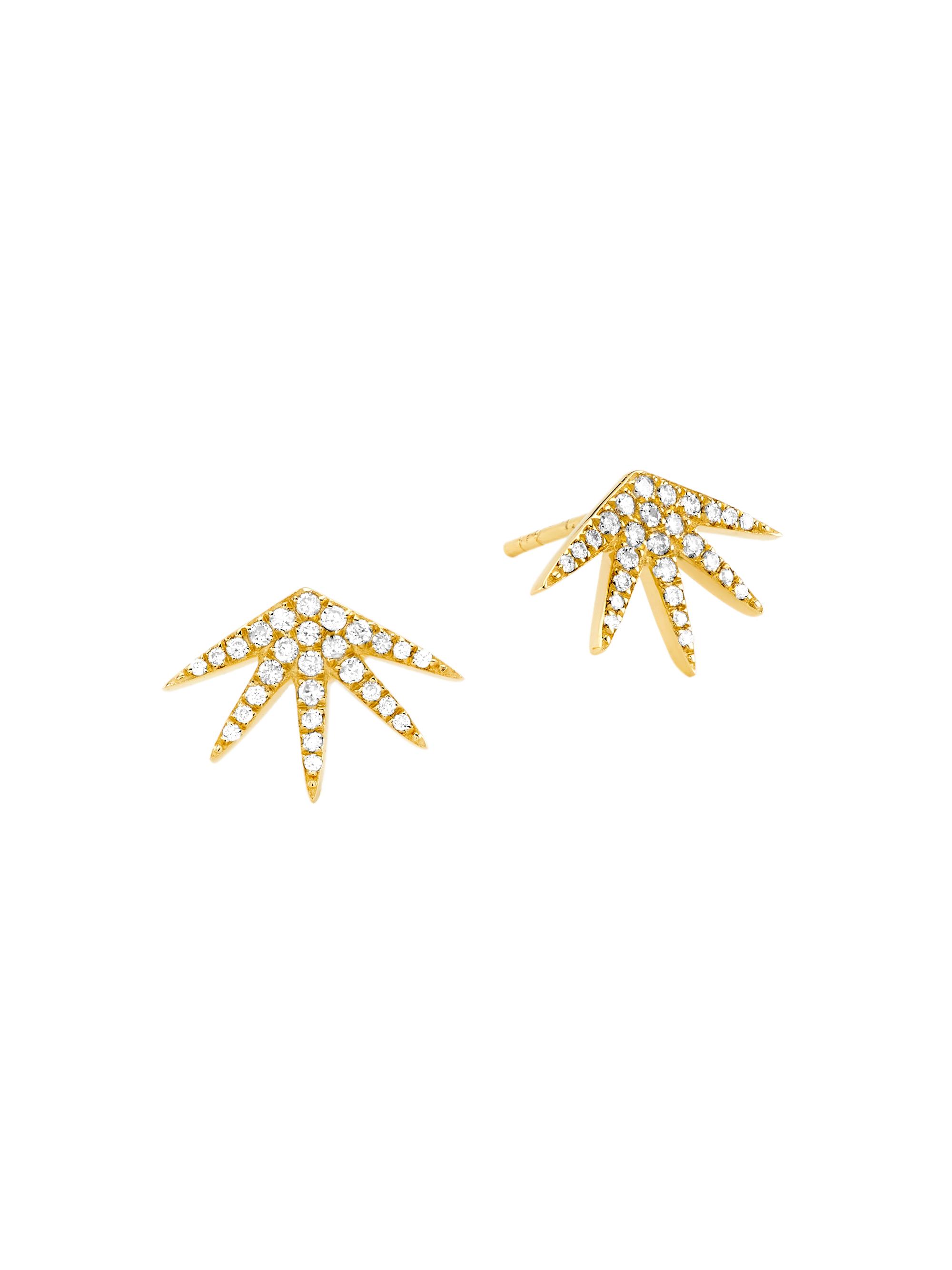 Saks Fifth Avenue Collection Women's 14K Yellow Gold & 0.315 TCW Diamond Sunburst Fan Stud Earrings - Yellow Gold