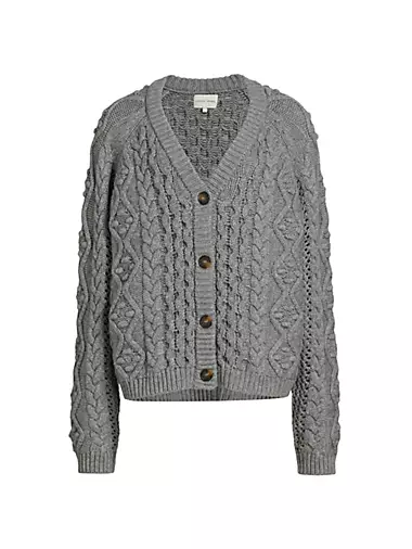 Eres Waffle Knit Wool And Cashmere Blend Cardigan Small