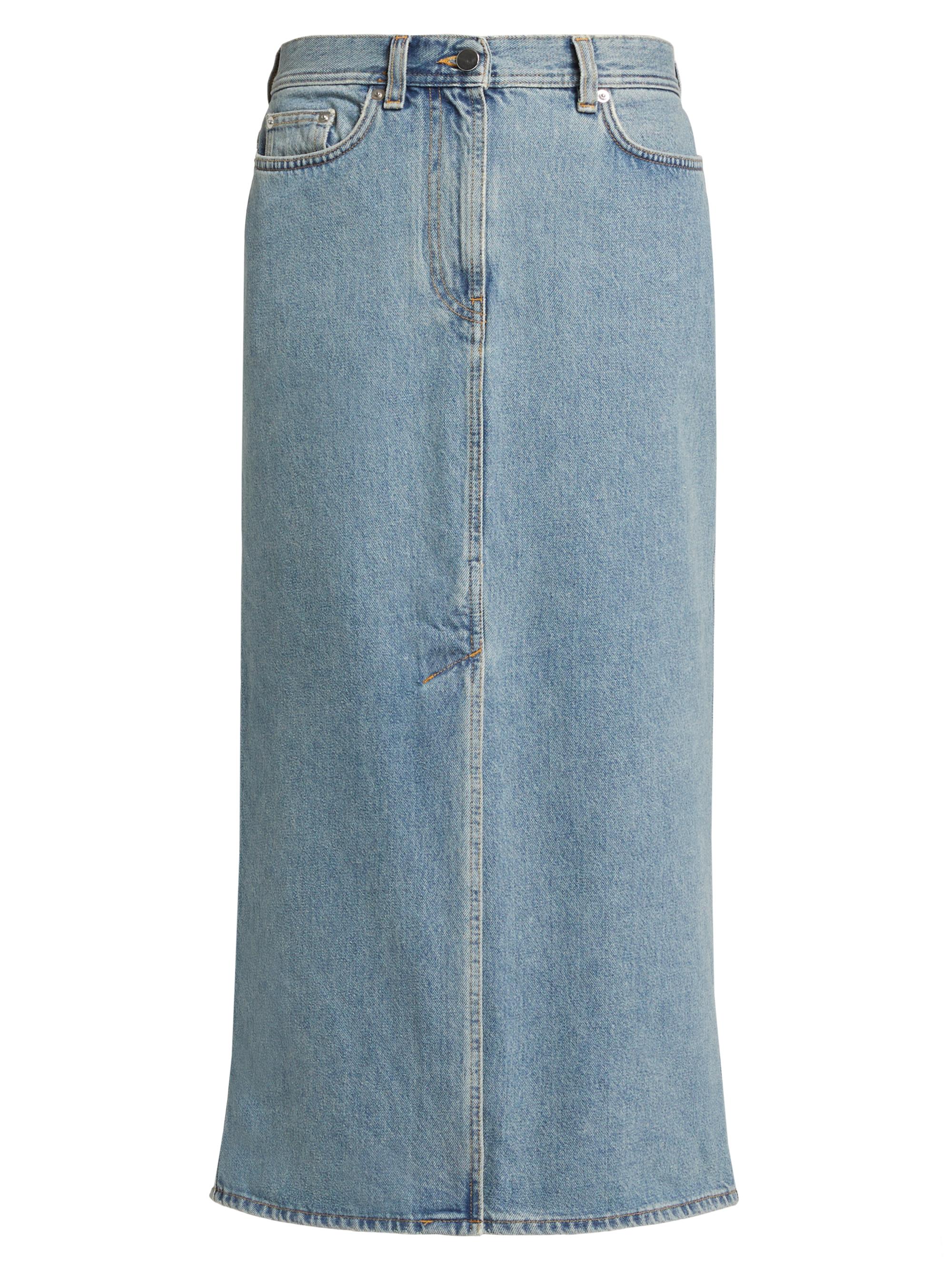 Loulou de Saison Women's Rona Denim Midi-Skirt - Washed Light Blue