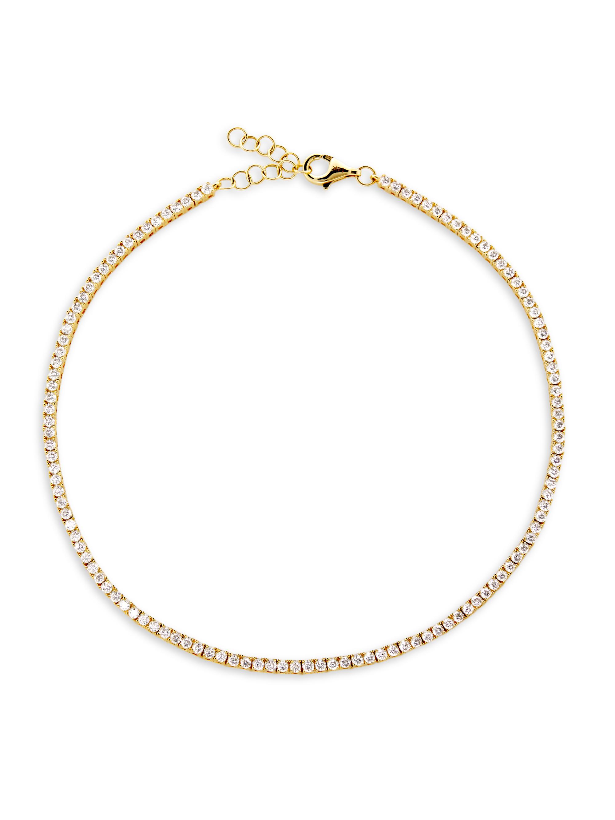 Saks Fifth Avenue Collection Women's 14K Yellow Gold & 2.40 TCW Diamond Tennis Anklet - Gold