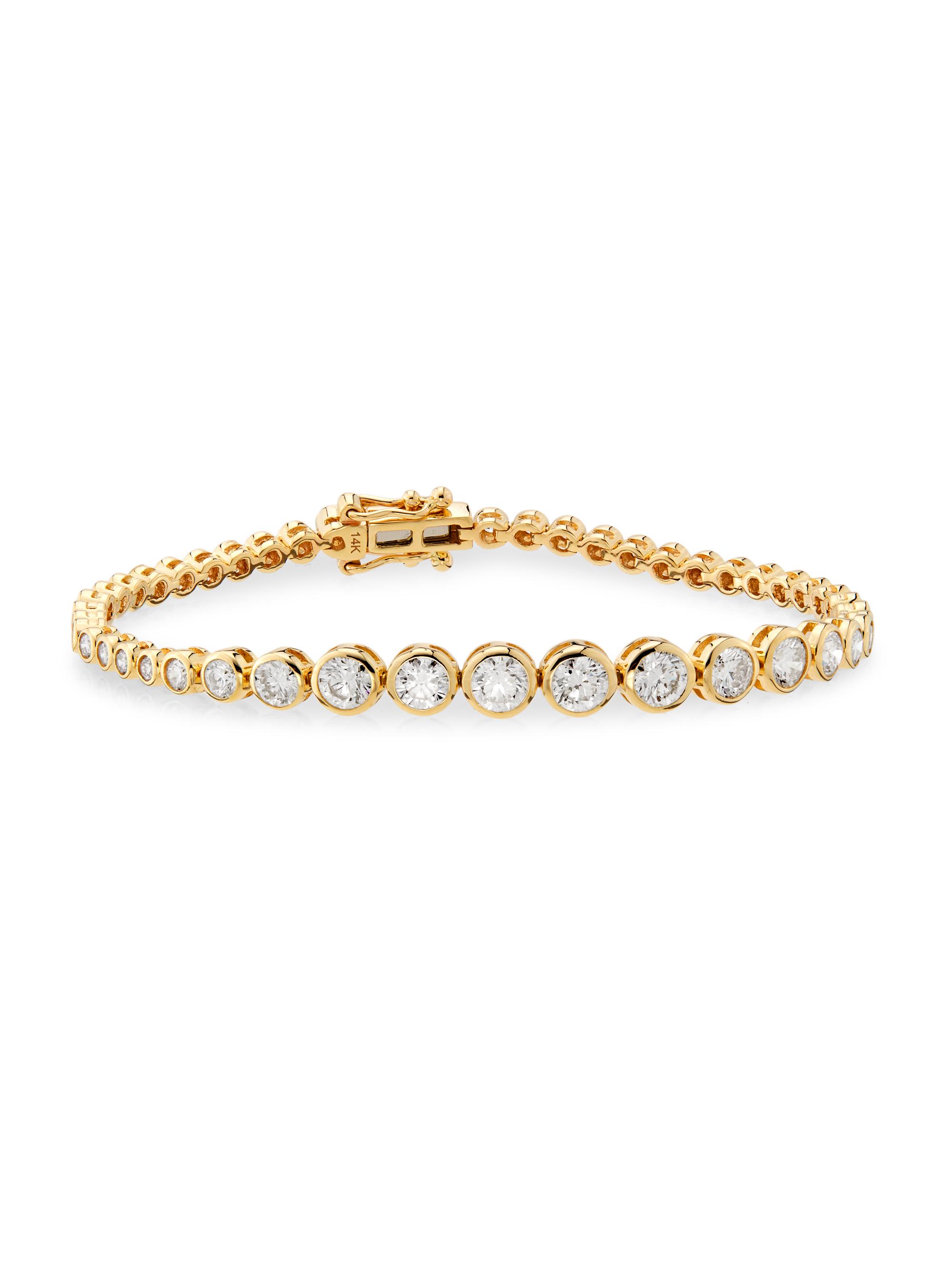 Saks Fifth Avenue Collection Women's 14K Yellow Gold & 3.60 TCW Bezel-Set Diamond Tennis Bracelet - Gold