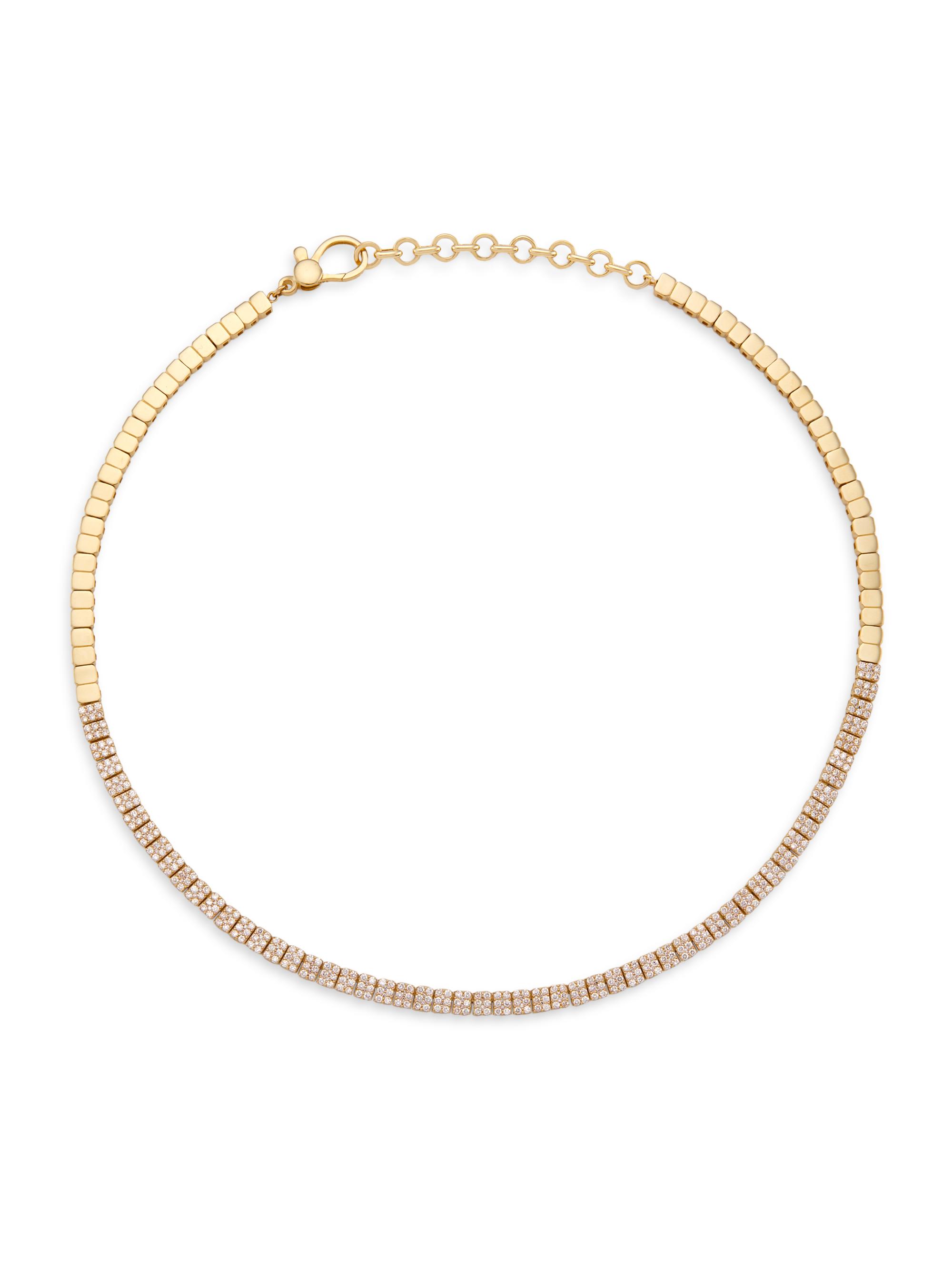 Saks Fifth Avenue Collection Women's 14K Yellow Gold & 2.9 TCW Diamond Tile Necklace - Gold