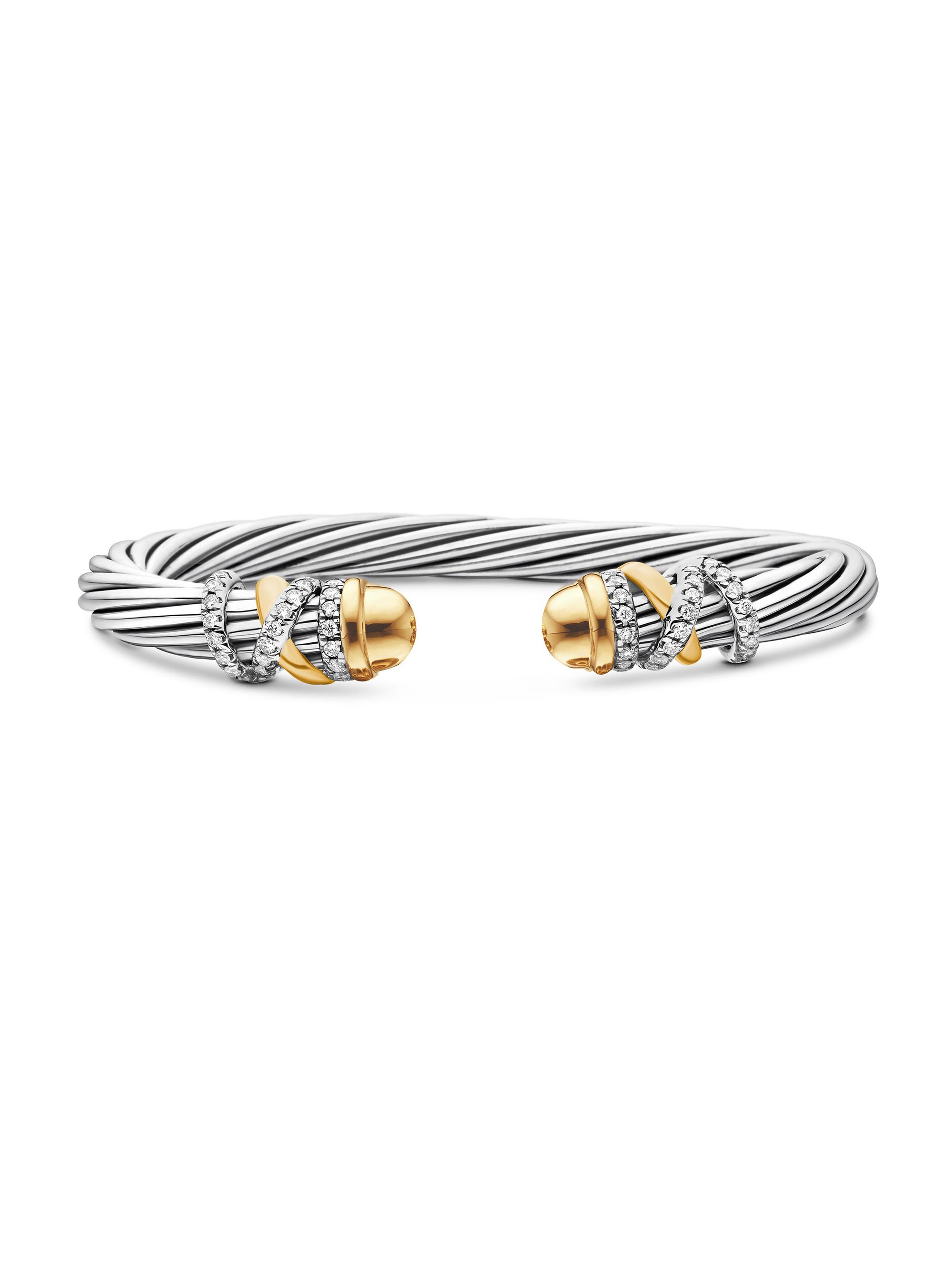 David Yurman Women's Helena 18K Gold & Sterling Silver Pavé Diamond Cuff Bracelet - Gold Dome
