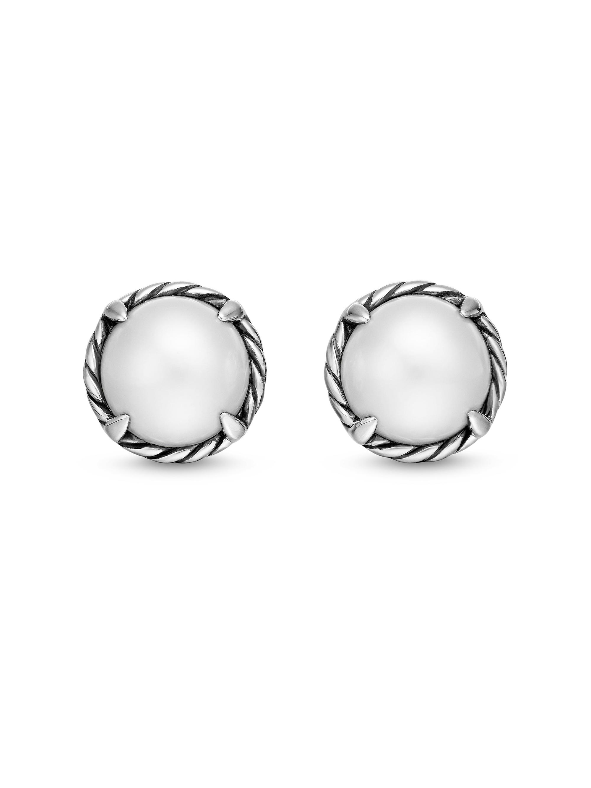 David Yurman Women's Petite Chatelaine Stud Earrings in Sterling Silver - Pearl