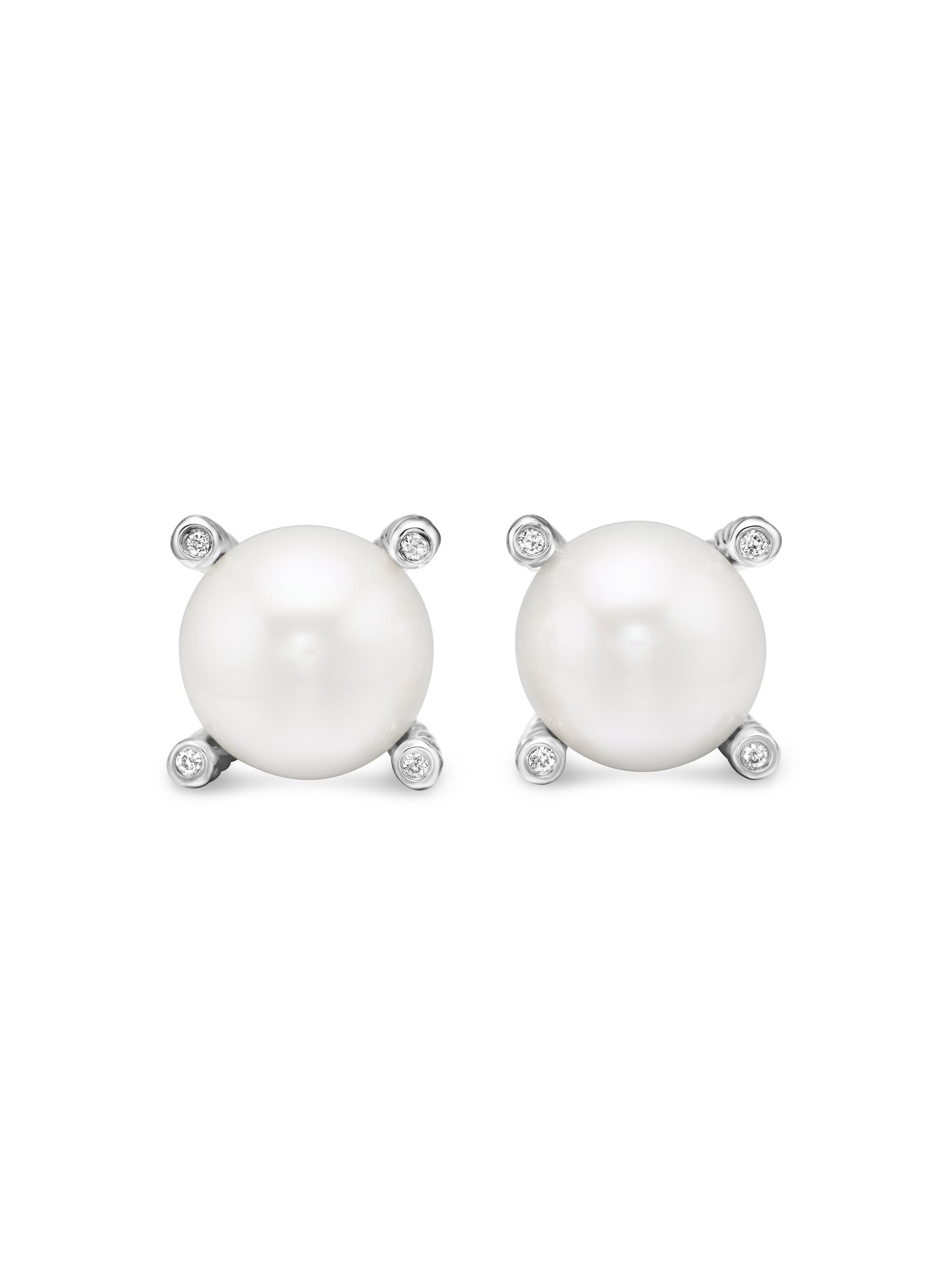 David Yurman Women's Pearl Stud Earrings in Sterling Silver - Pearl