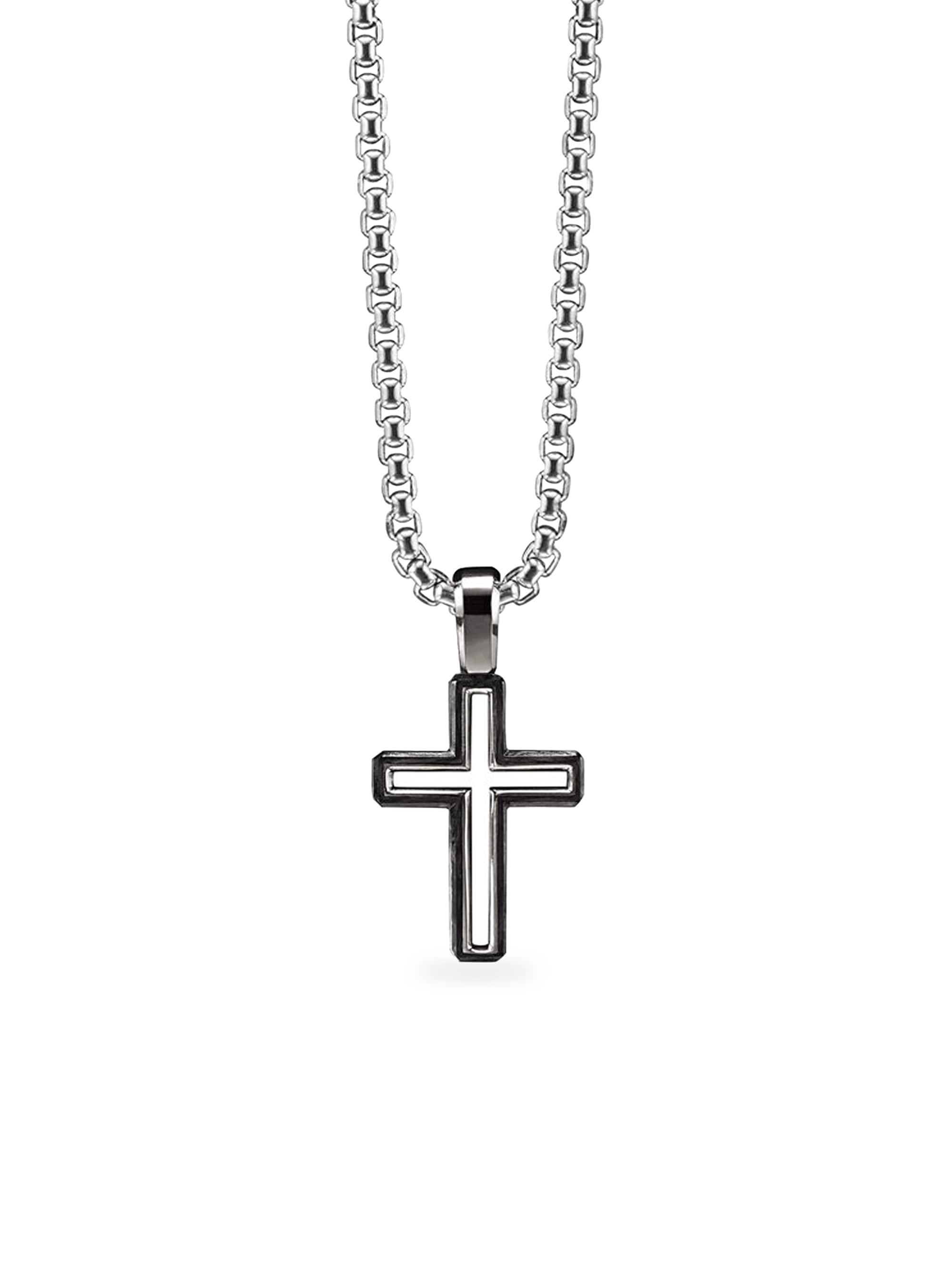 David Yurman Men's Roman Cross Sterling Silver Enhancer Pendant - Black