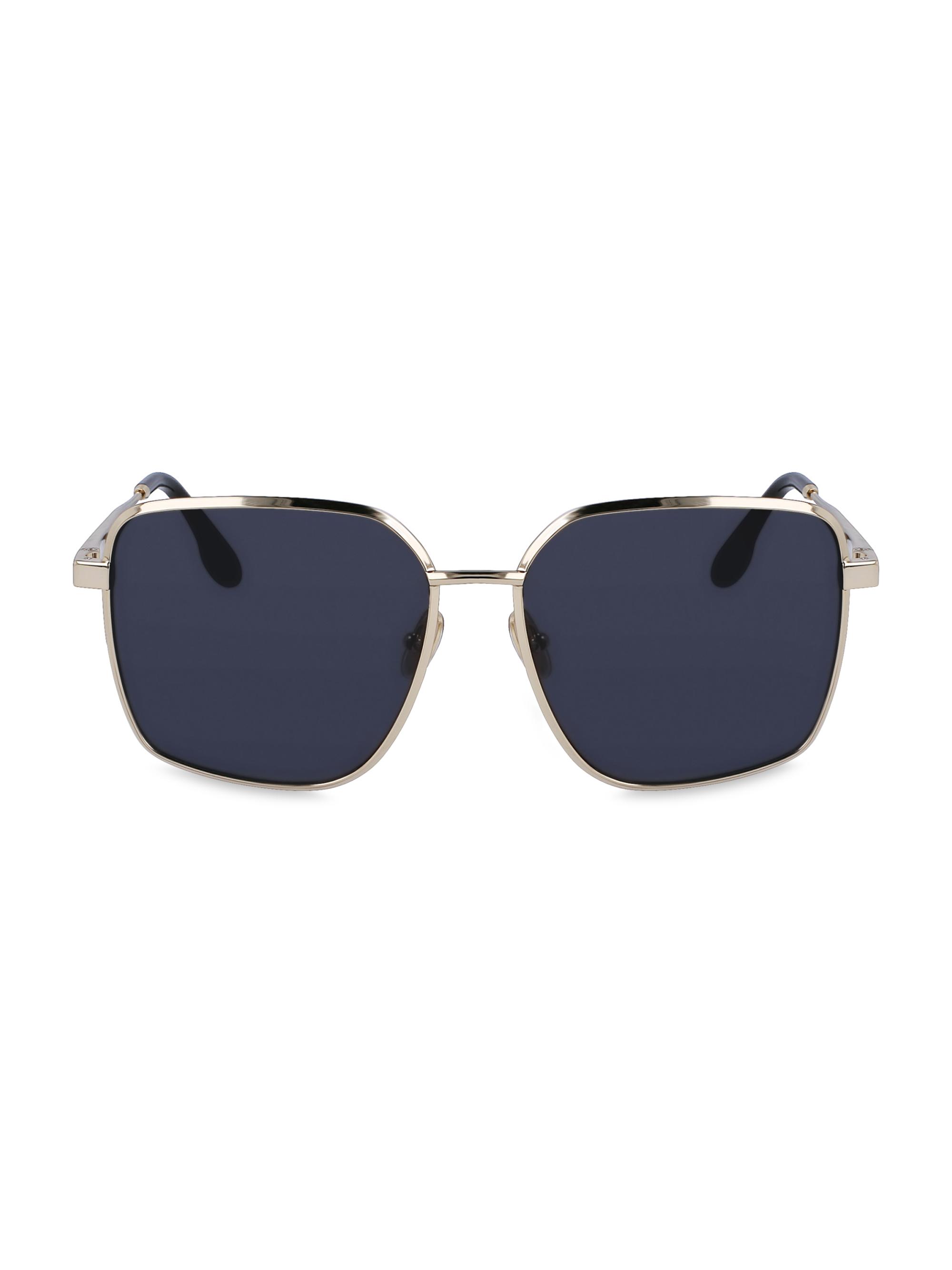 Victoria Beckham Women's 59MM V Detail Modified Rectanglular Sunglasses - Gold Blue
