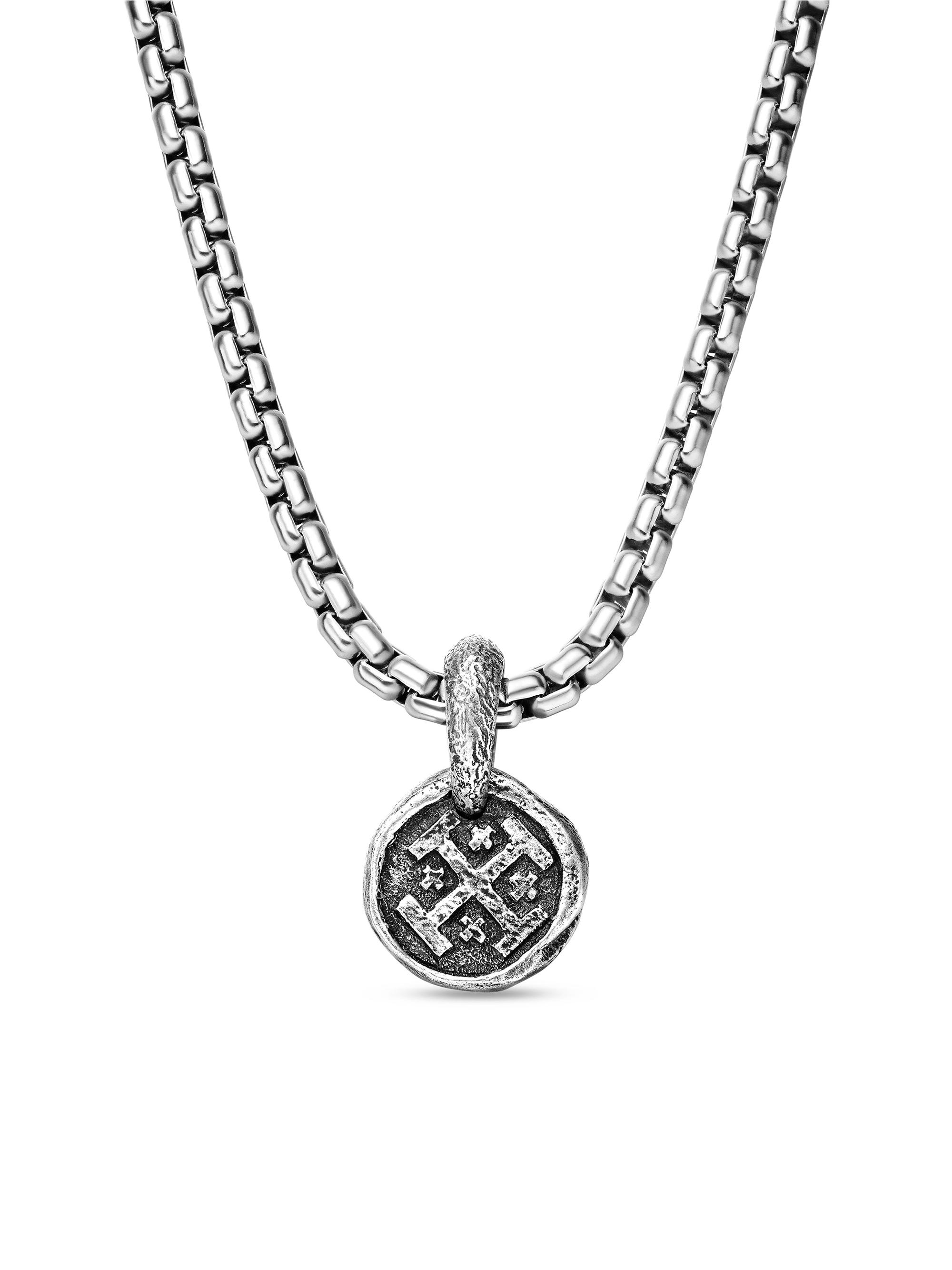 David Yurman Men's Shipwreck Coin Amulet in Sterling Silver, 10.5mm - Silver