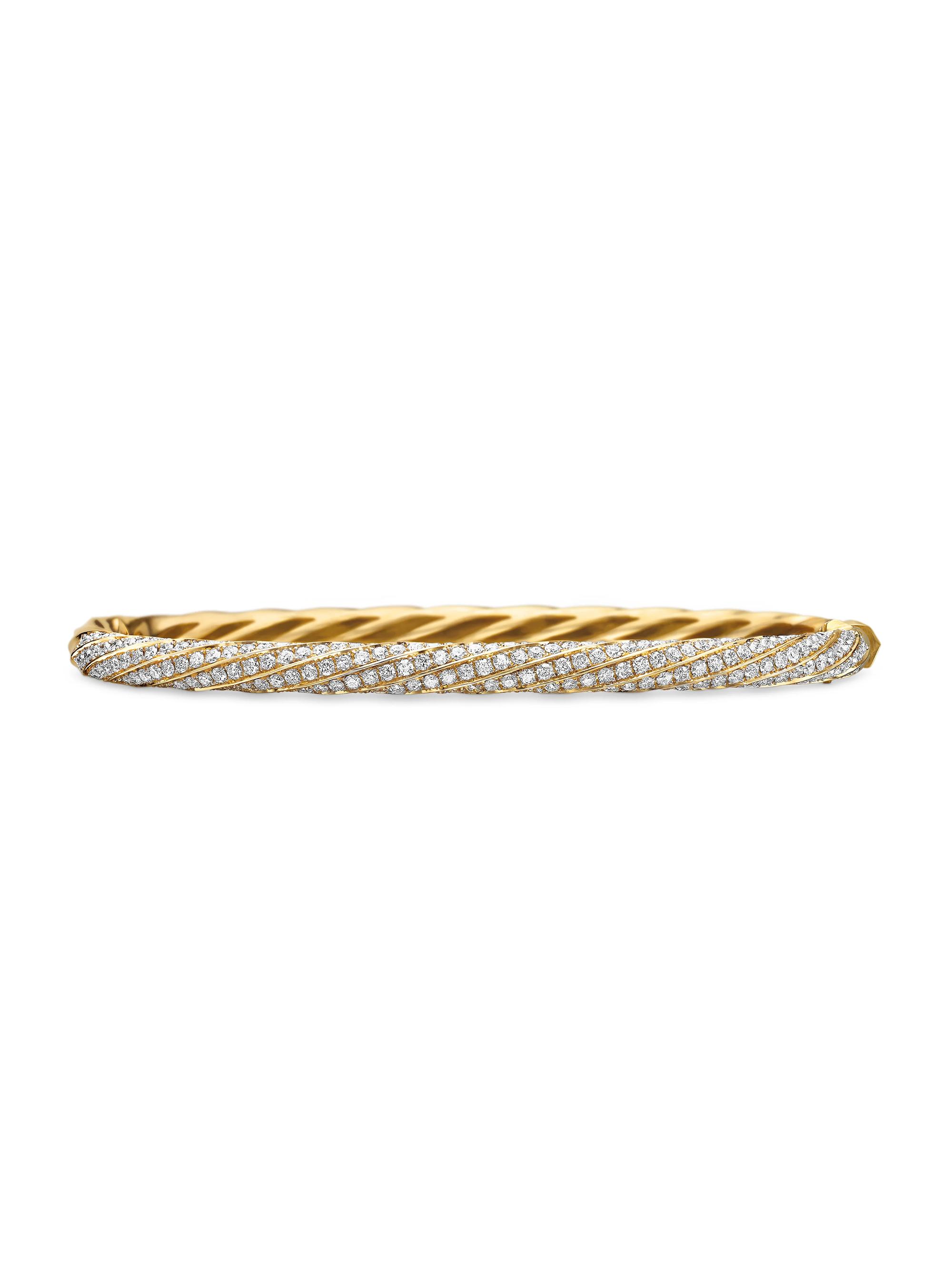 David Yurman Women's Cable Edge Bracelet In 18K Yellow Gold With Full Pavé Diamonds - Diamond