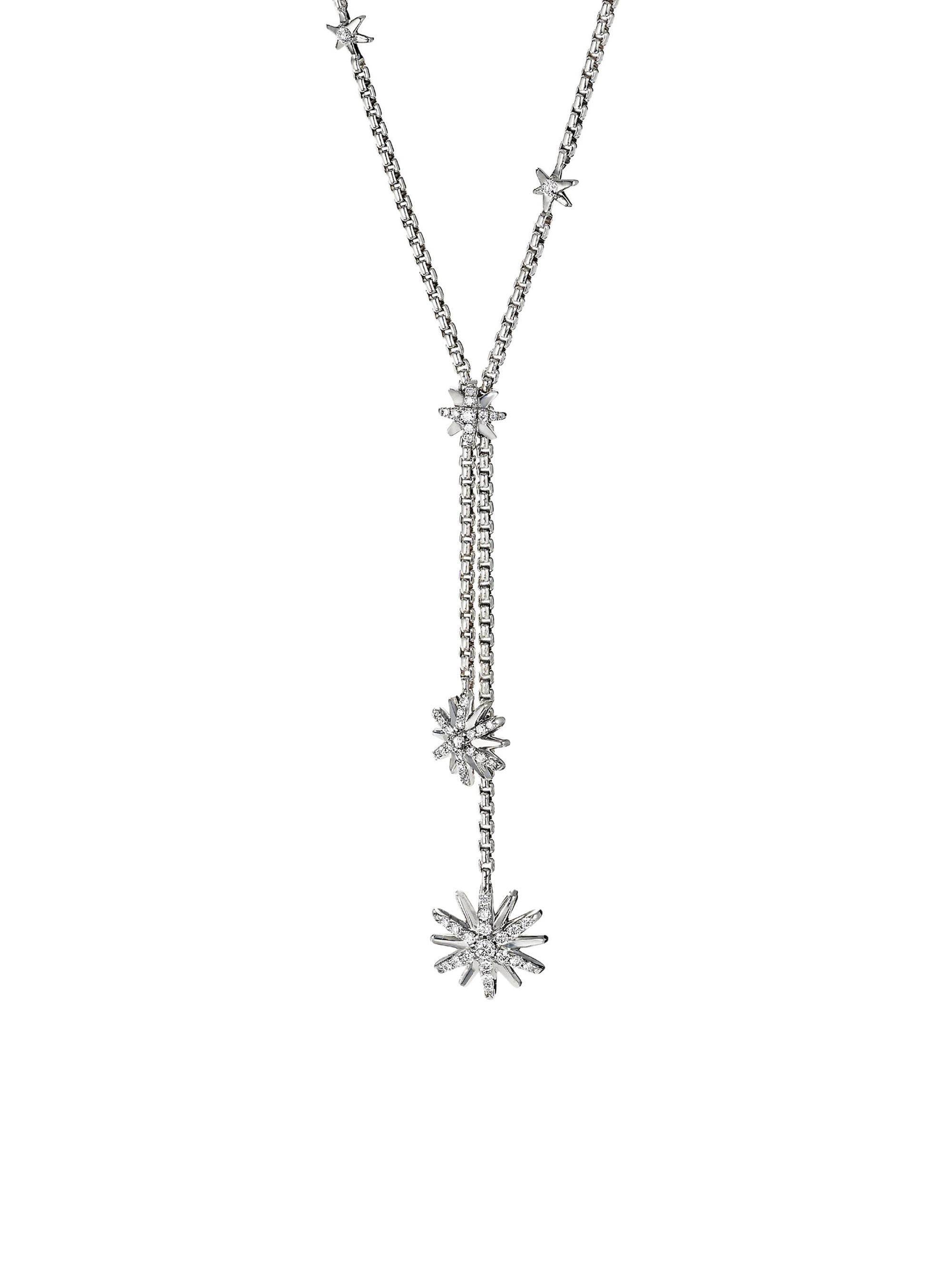 David Yurman Women's Starburst Y Necklace With Diamonds - Silver