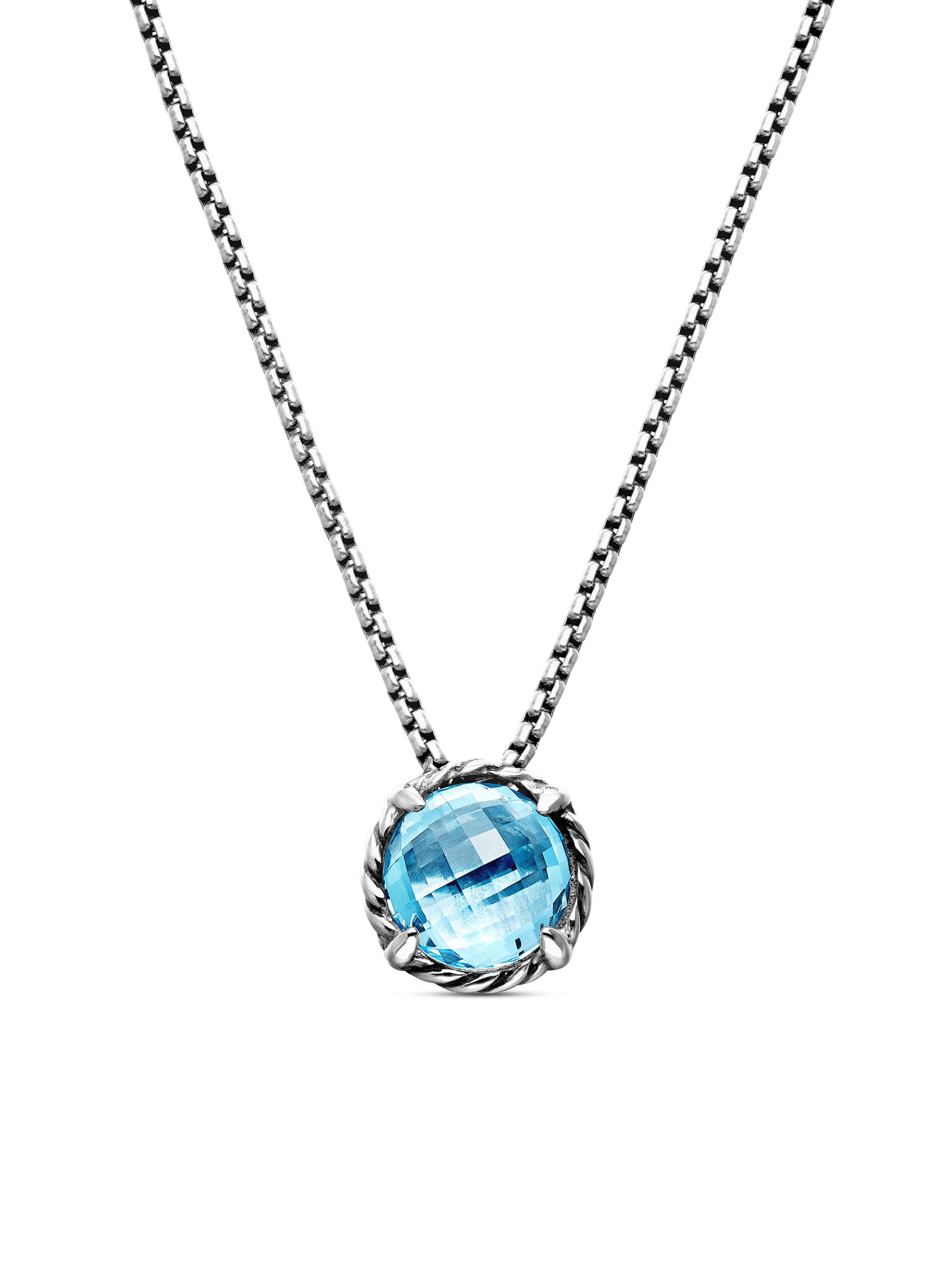 David Yurman Women's Petite Chatelaine Necklace in Sterling Silver - Blue Topaz