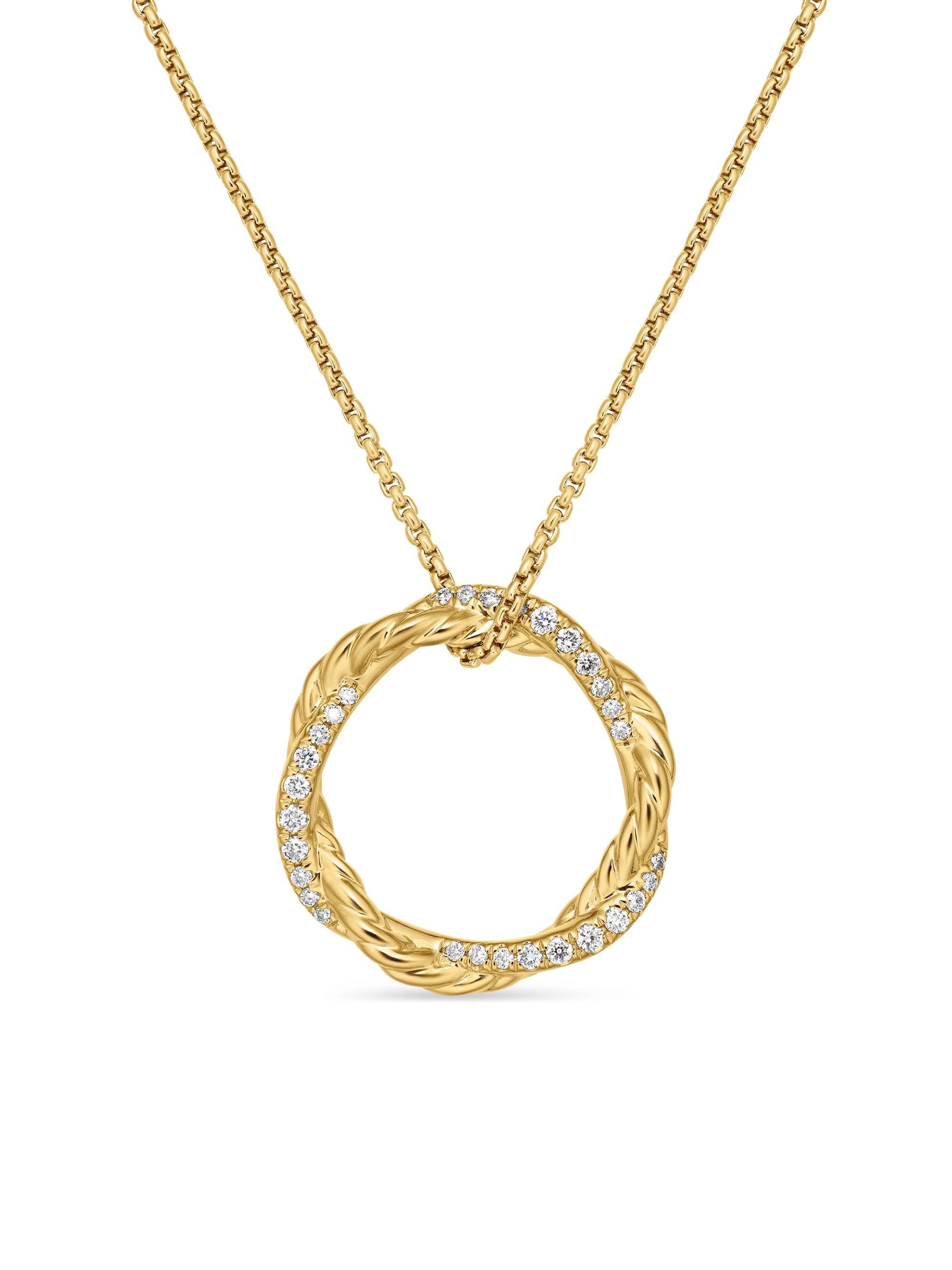 David Yurman Women's Petite Infinity Pendant Necklace in 18K Yellow Gold with Diamonds, 18mm - Diamond