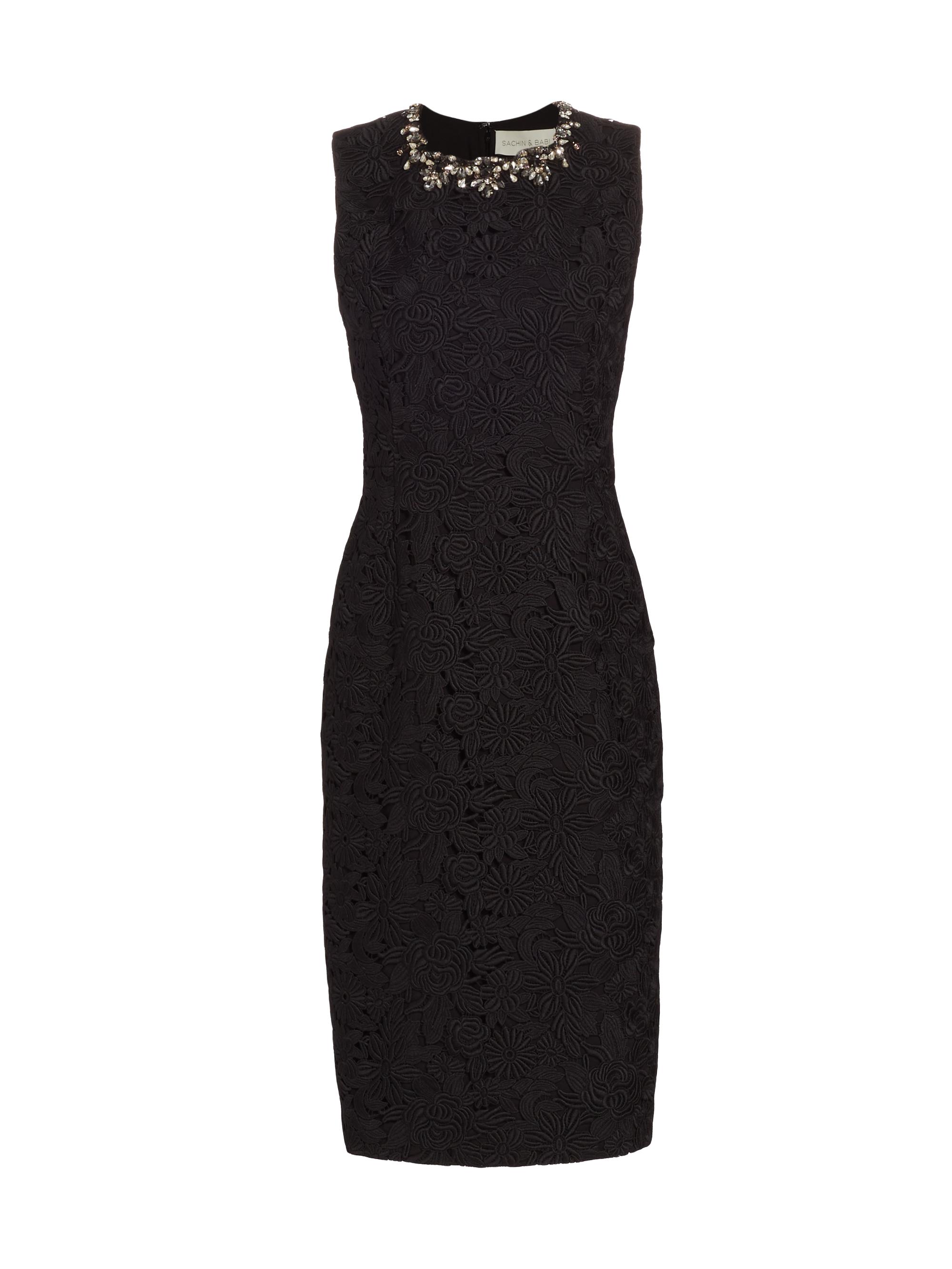 Sachin & Babi Women's Anna Embellished Guipure Lace Knee-Length Dress - Noir