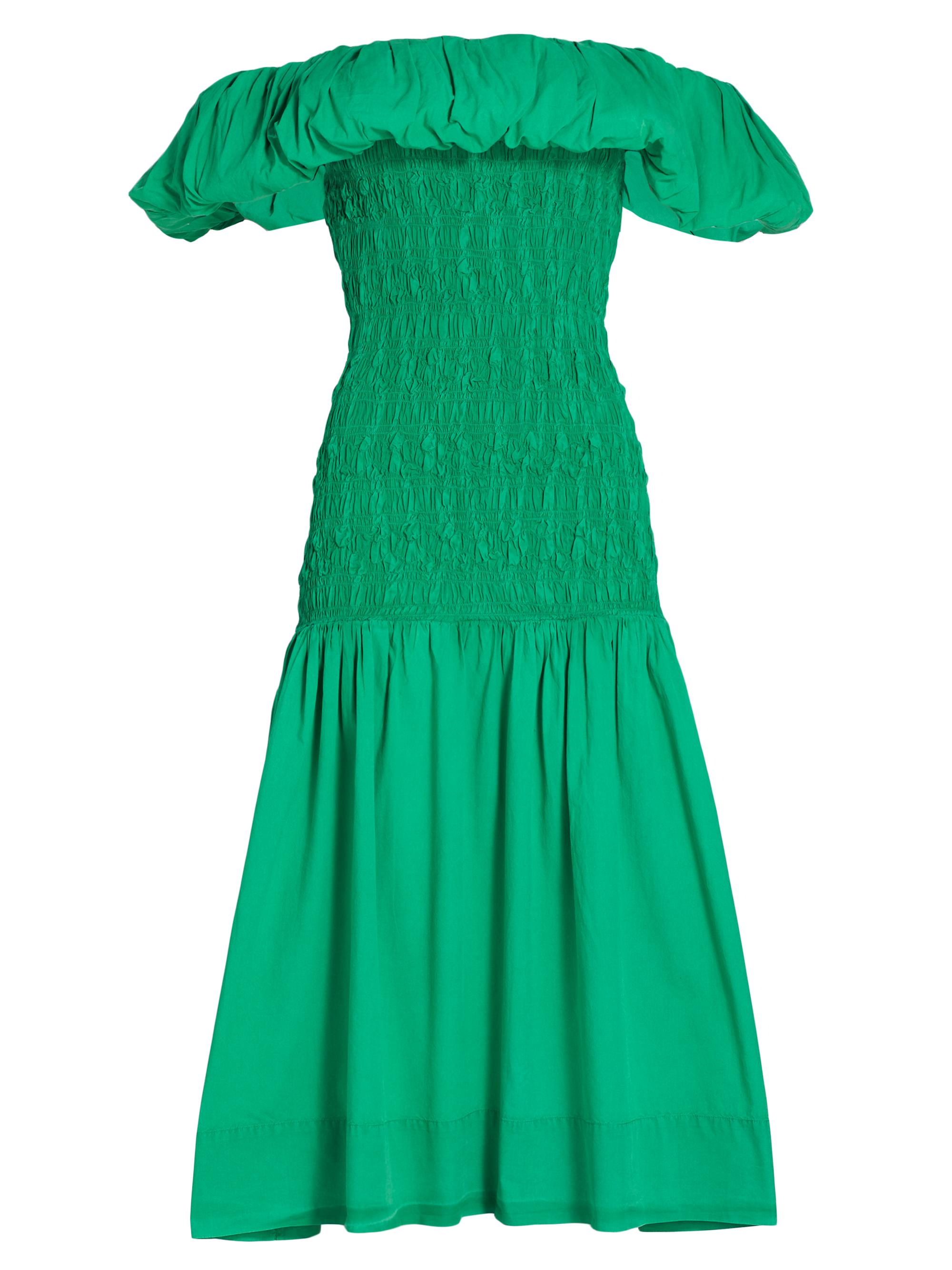 Sea Women's Juni Smocked Off-The-Shoulder Midi-Dress - Green