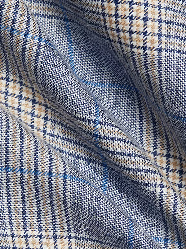 Veronica Beard Italian Plaid Wool and Linen Suiting - Brown/Blue - Fabric  by the Yard