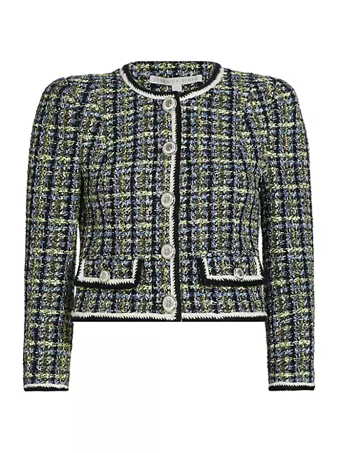 Veronica Beard Ceres Tweed Jacket | Navy|Chartreuse