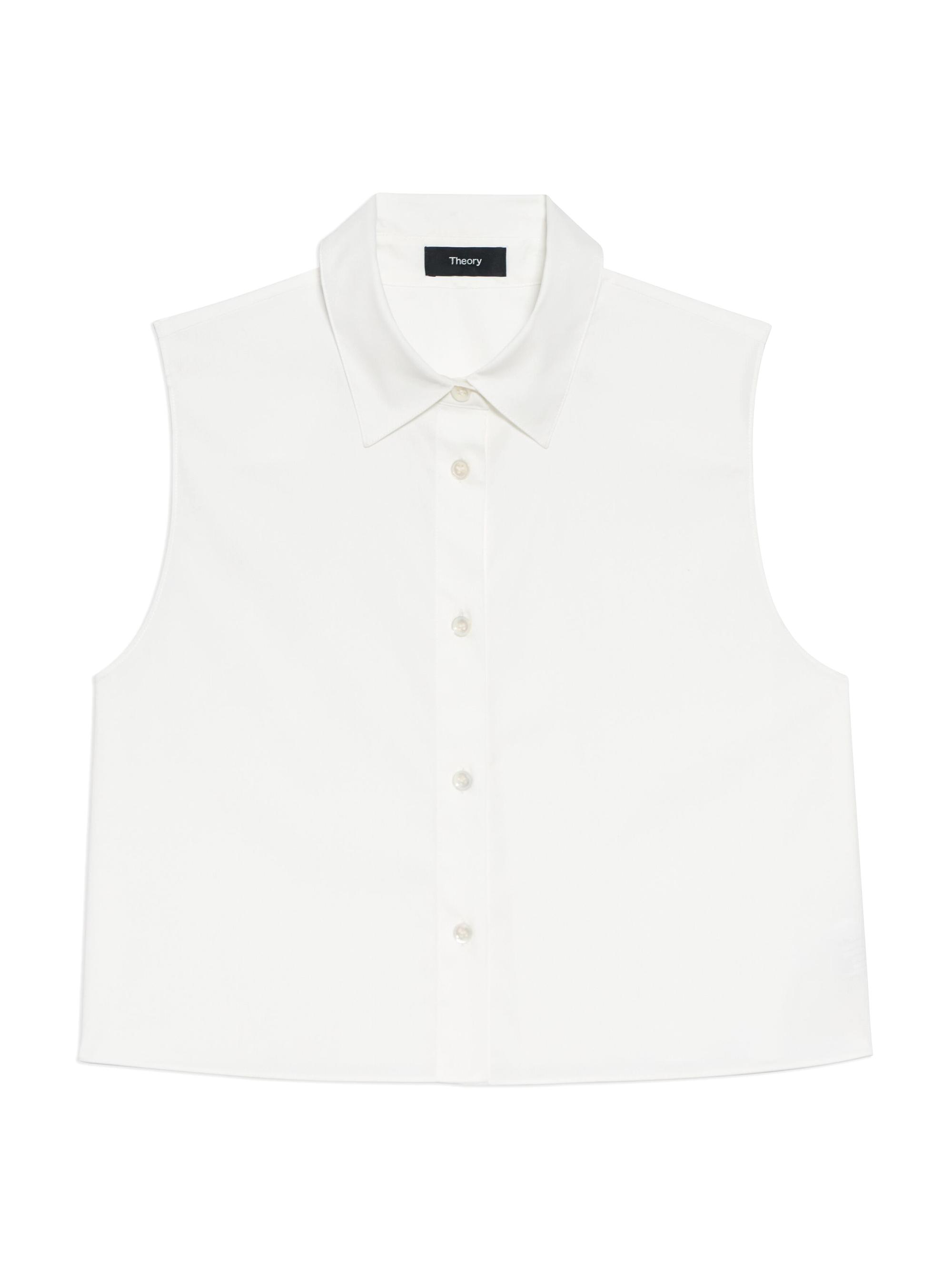 Theory Women's Cotton-Blend Cropped Sleeveless Shirt - White