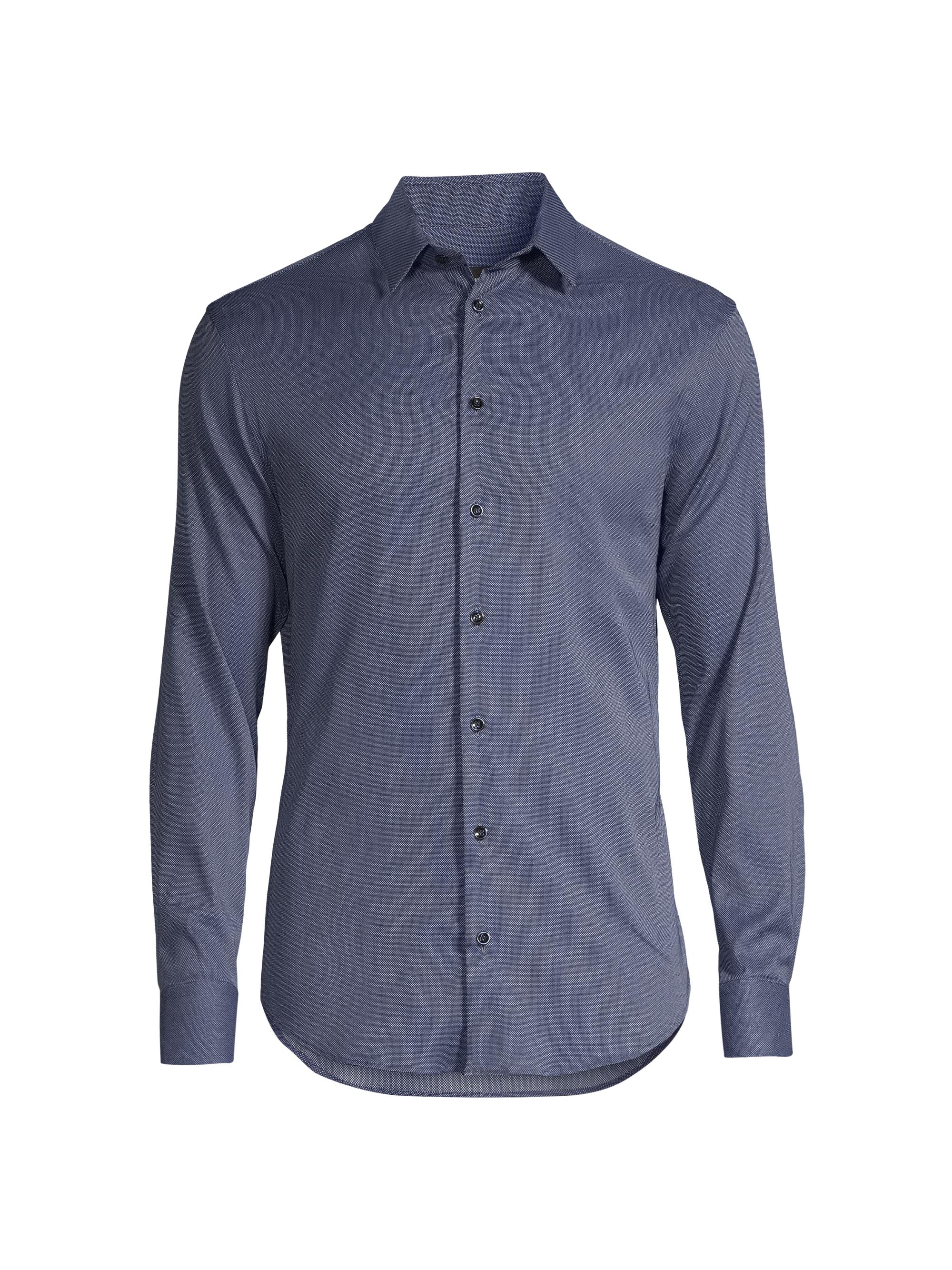 Giorgio Armani Men's Micro Print Sport Shirt - Blue