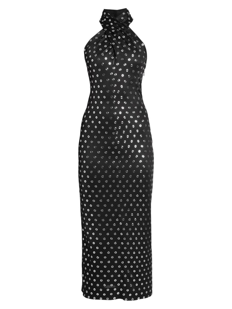 ワンピース ALAIA SCULPT DENIM SLEEVELESS DRESS Shop Alaïa Sculpt Crisscrossed Denim Knee-Length Dress