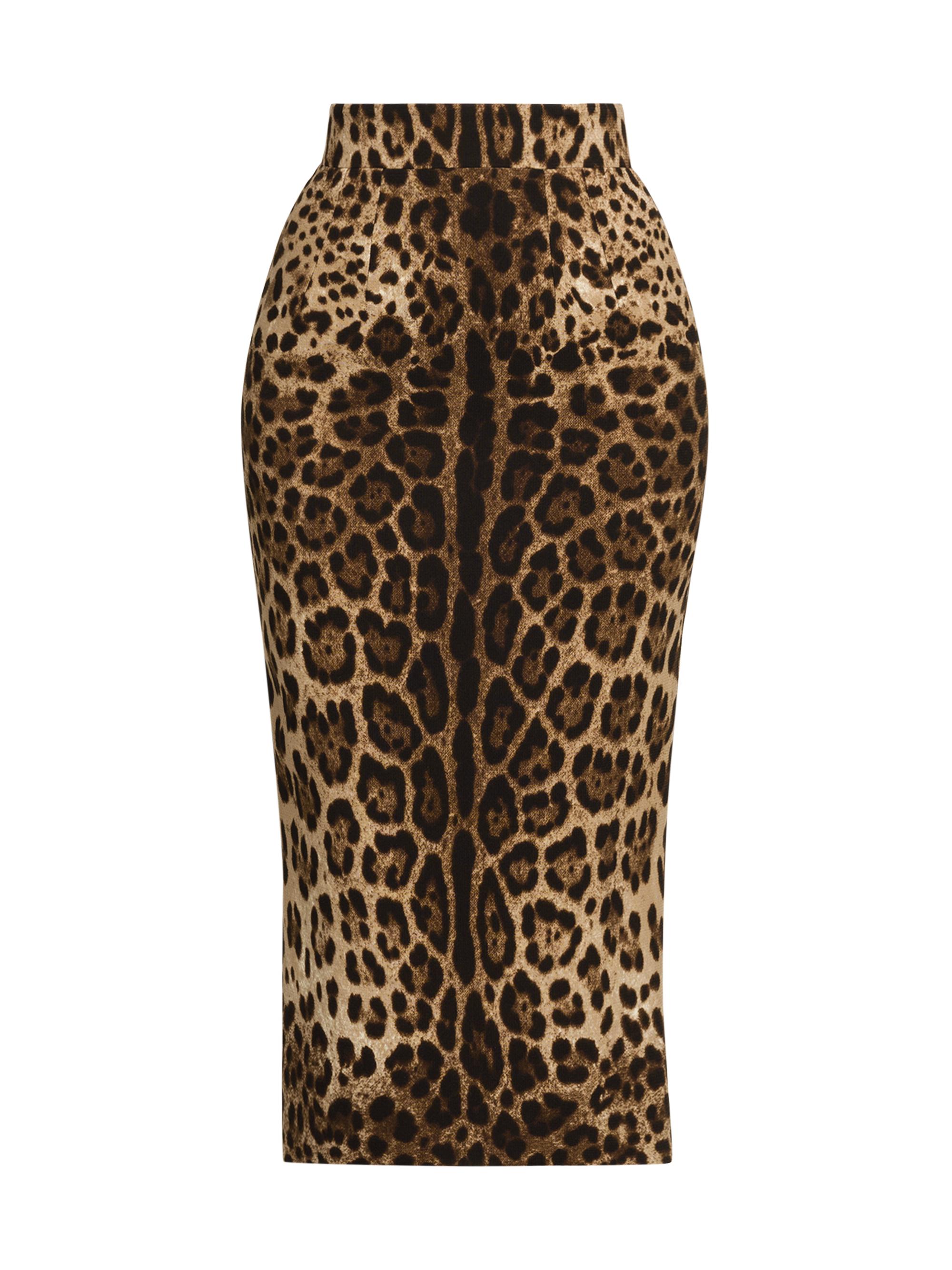 Dolce & Gabbana Women's Leopard-Print Wool Midi-Skirt - Leo New