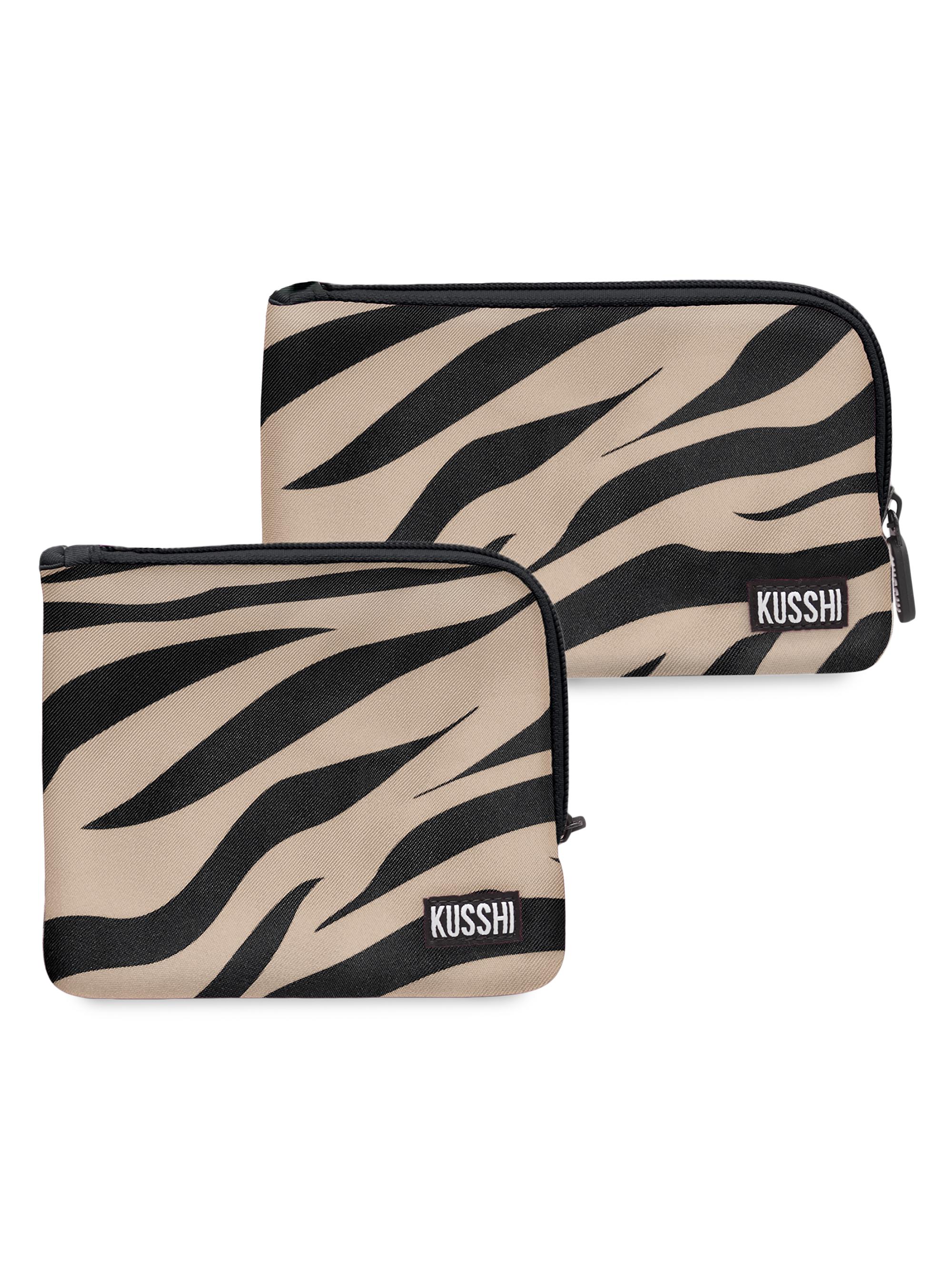 KUSSHI Women's On-The-Go 2-Piece Pouch Set - Zebra
