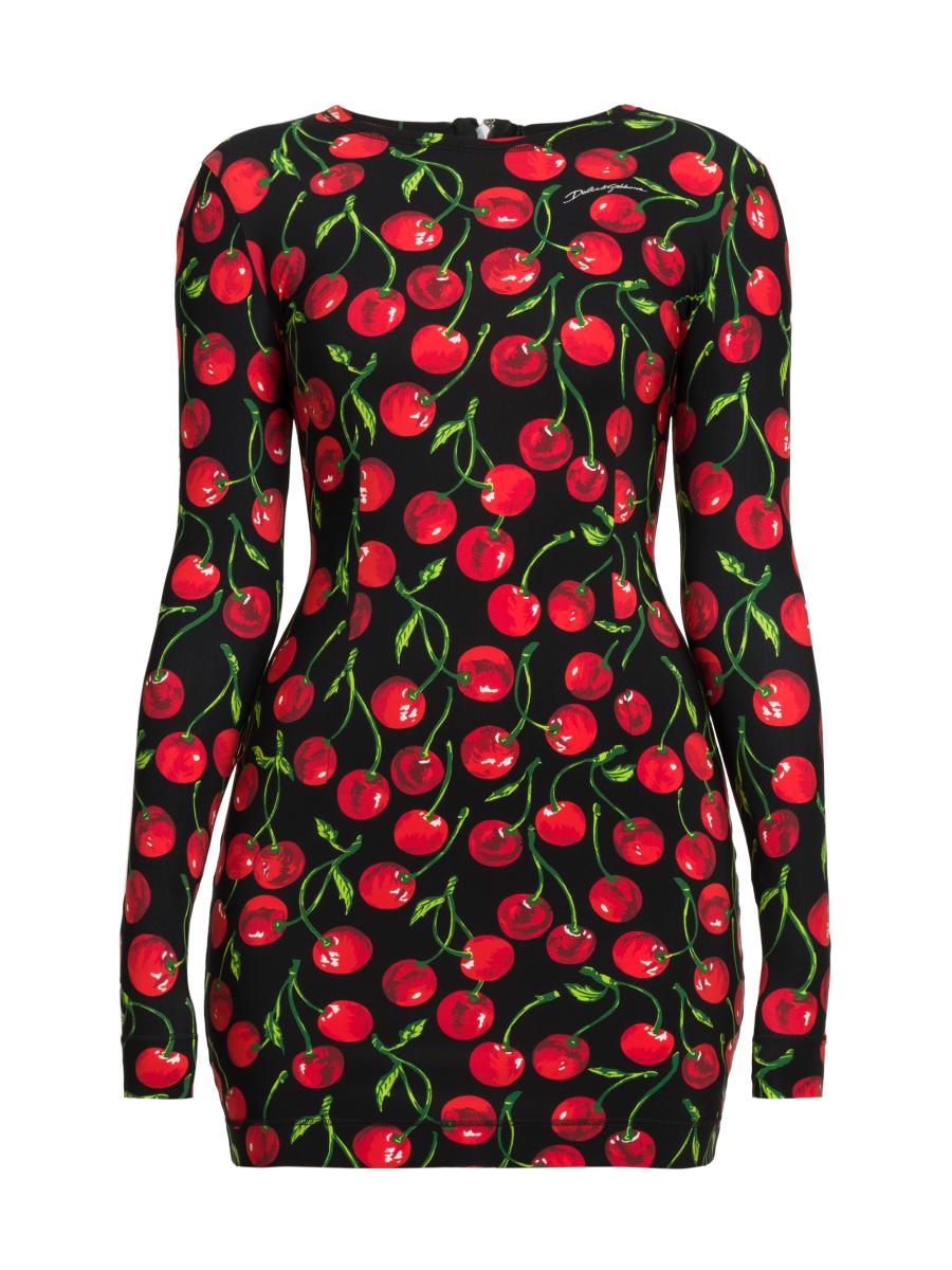 ●Dolce&Gabbana●Cherry print ショート ドレス Dolce&Gabbana Cherry Print Long-Sleeve Minidress | Saks